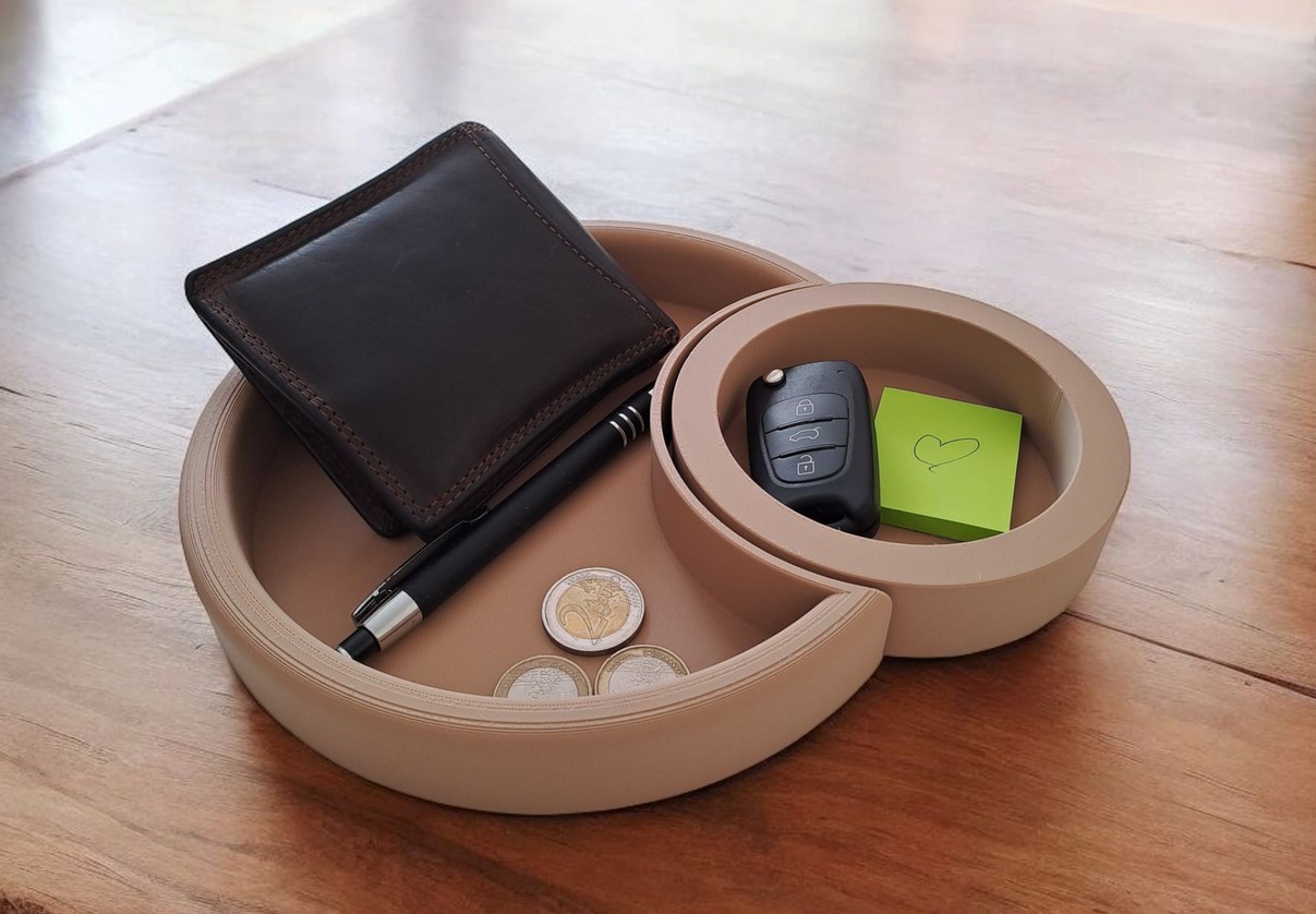 Two-Piece Crescent Moon Decoration and Key Tray commercial STL file Desk Accessories by Deltaprints