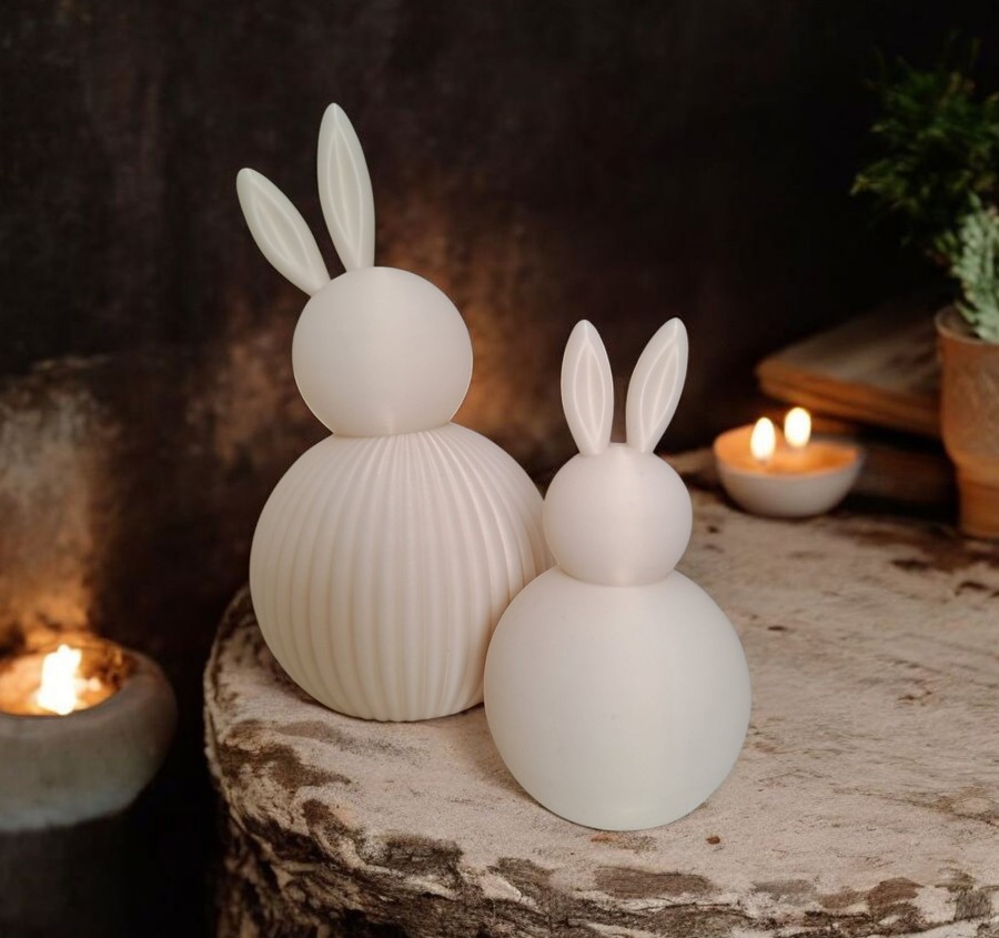 Modern Ribbed Easter Bunny Set – commercial STL model for 3D printing by Deltaprints