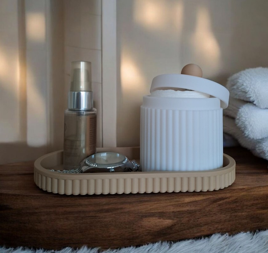 Ribbed Jewelry and Bathroom Organizer Set commercial STL file Bathroom Stuff by Deltaprints