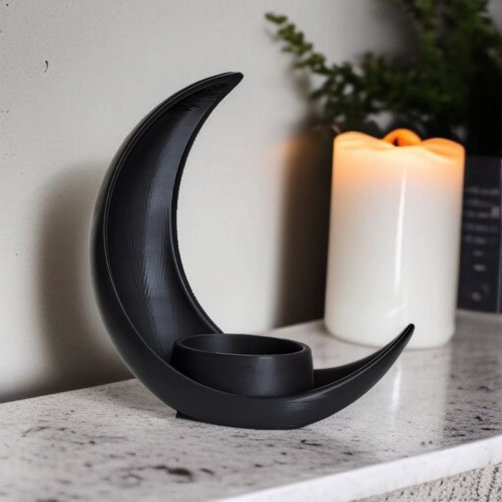 Crescent Moon Decoration With Elliptical Plant Pot 3D print product image 4 by Deltaprints