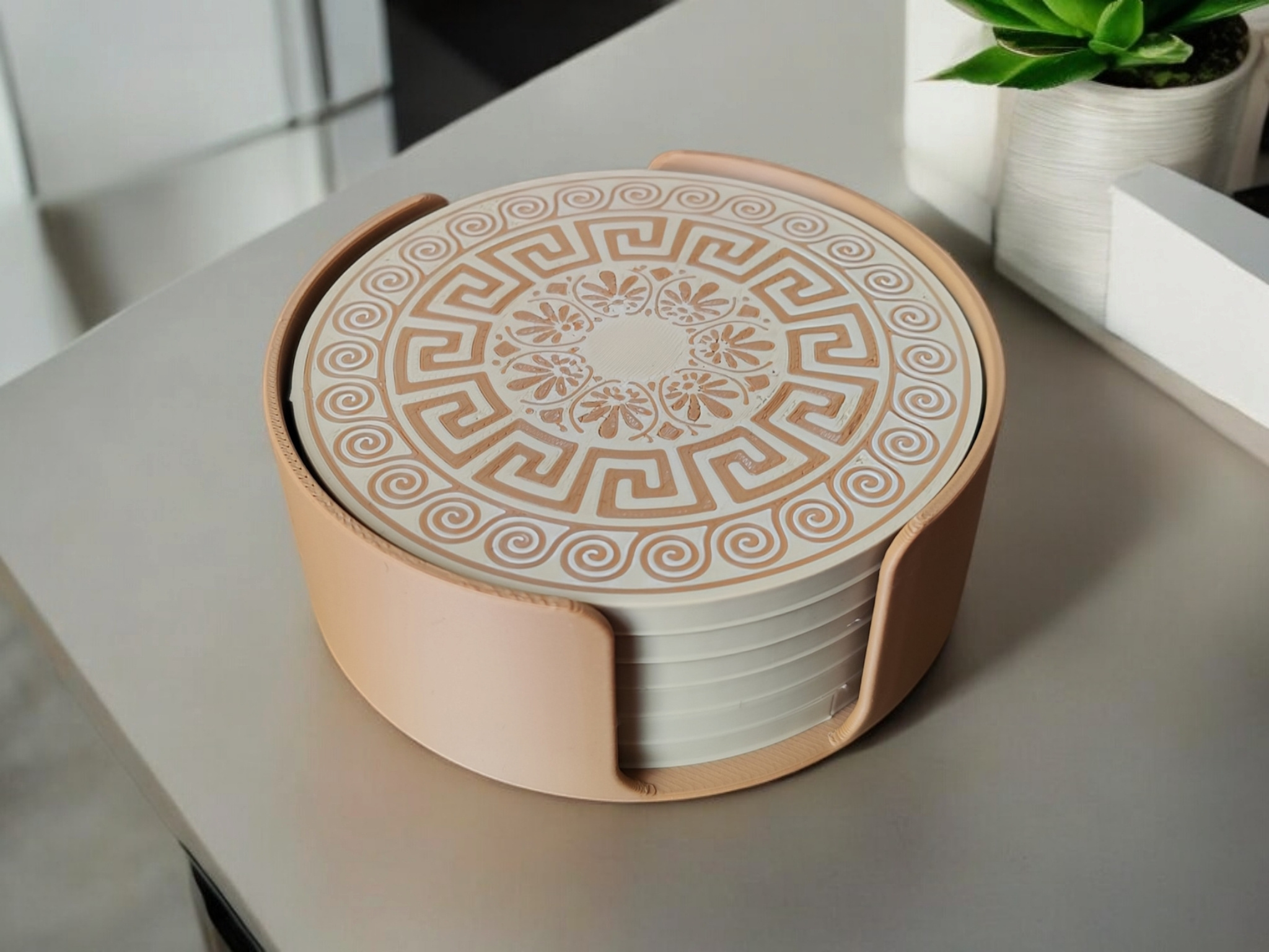 Greek Design Coaster Set 3D print product image 3 by Deltaprints