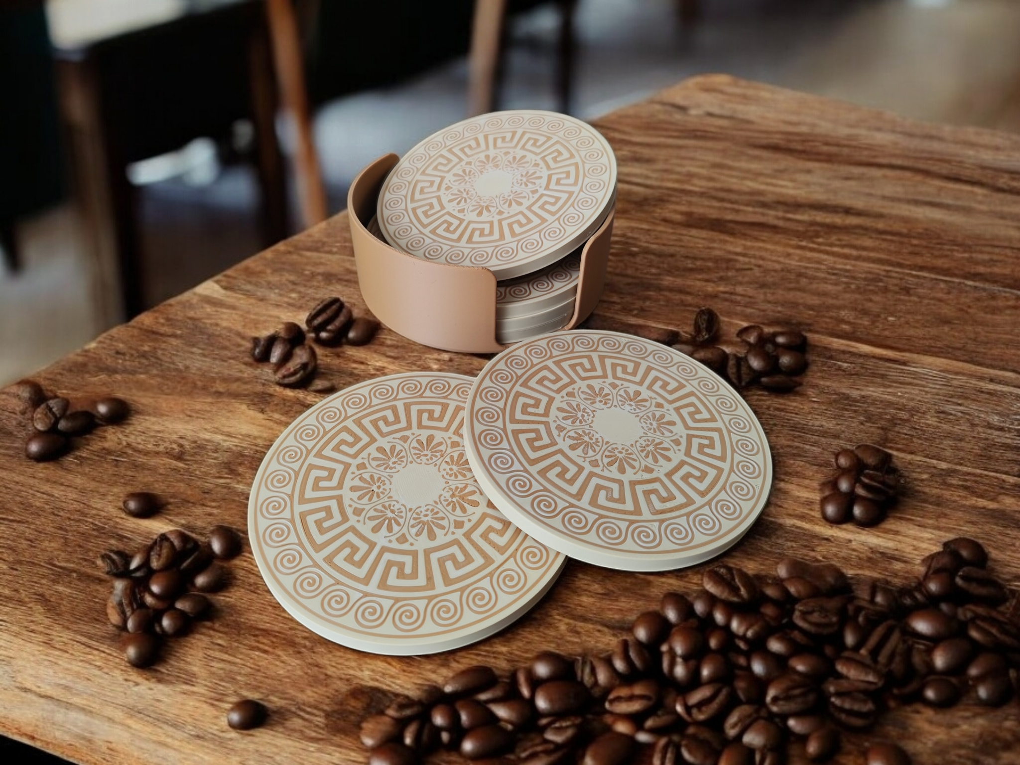 Greek Design Coaster Set 3D print product image 2 by Deltaprints