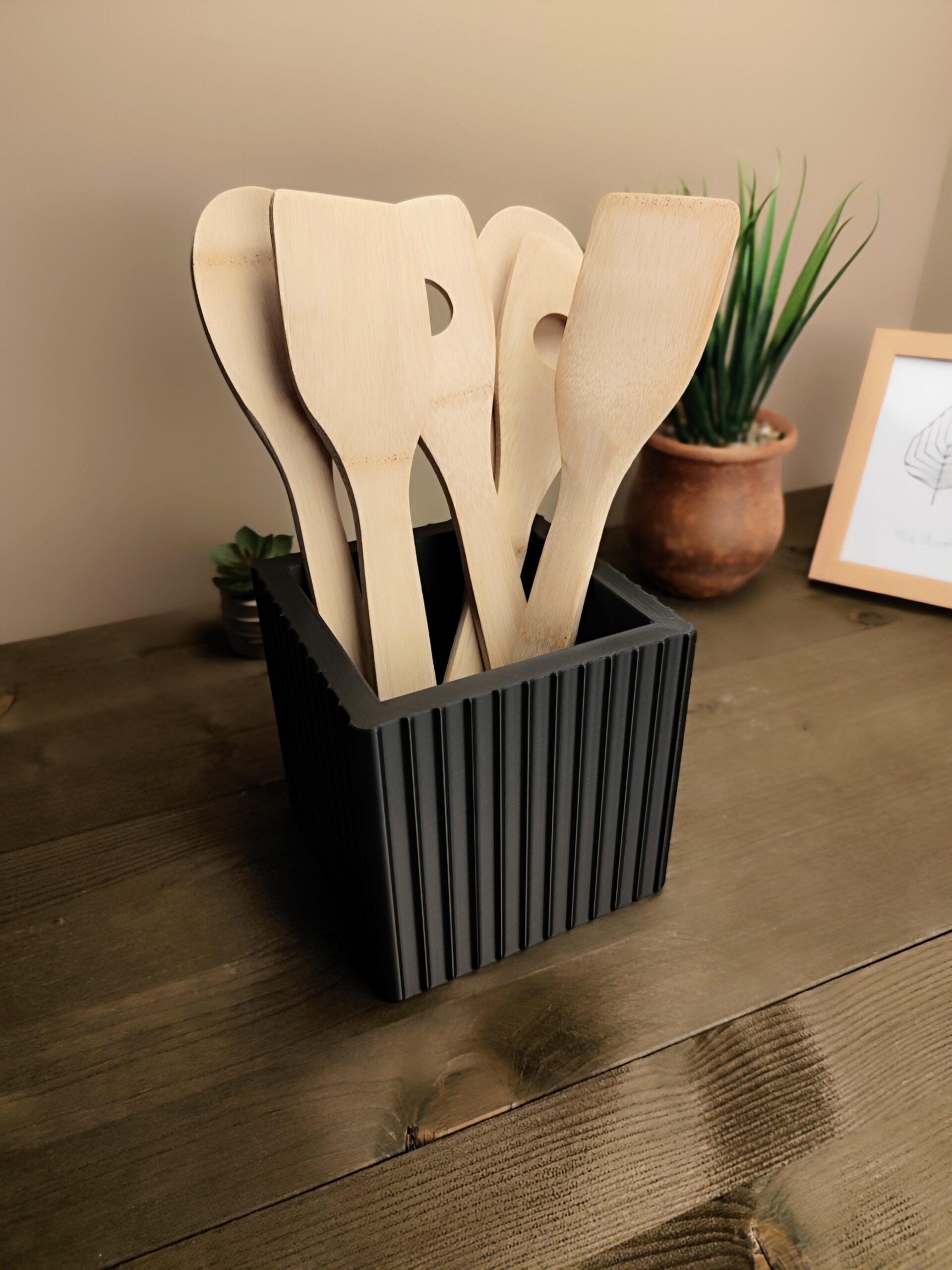 Design Kitchen Utensil Holder „Just a Square“ 3D print product image 2 by Deltaprints