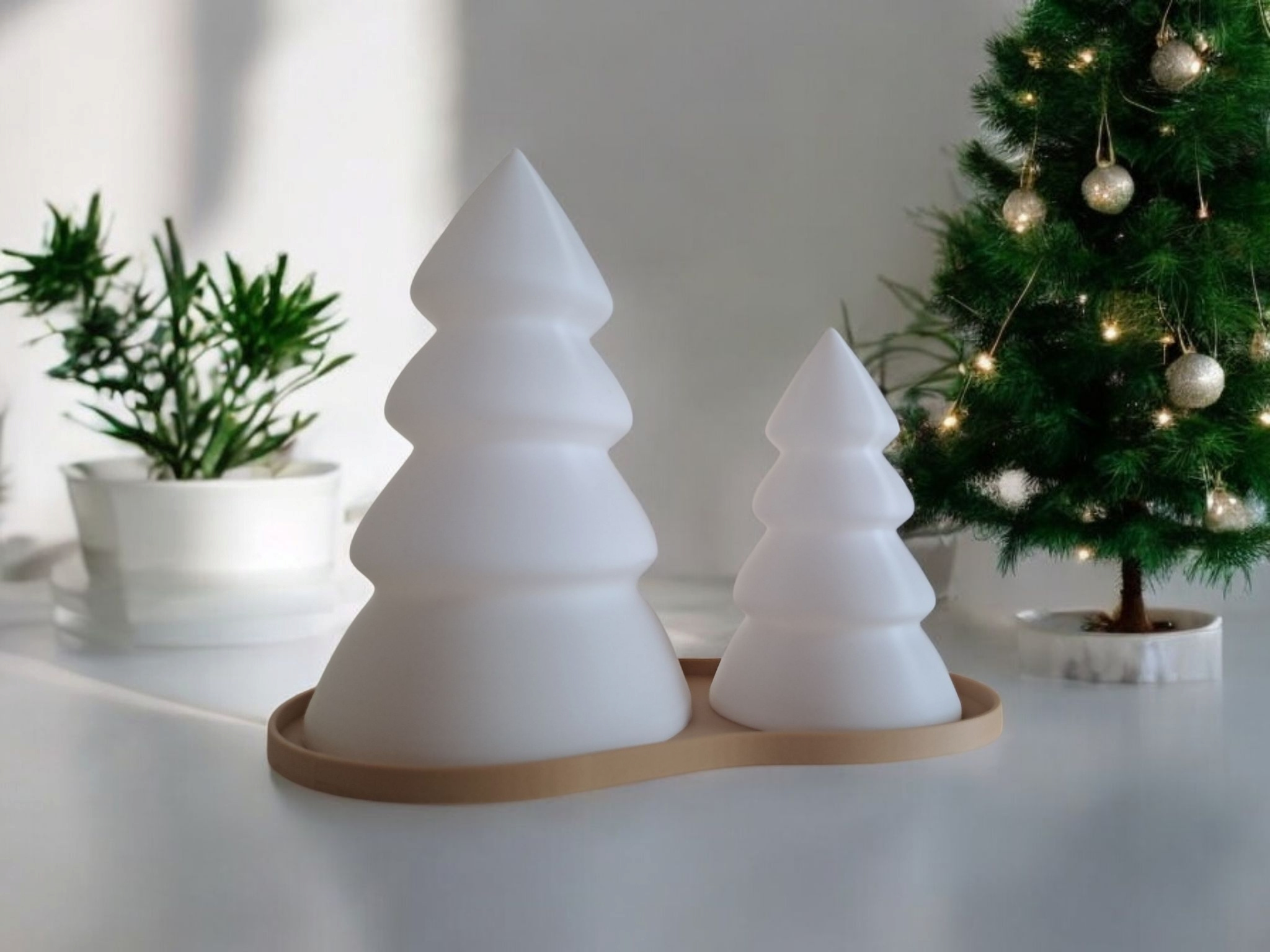 Christmas Tree Set with Tray – LED Tealight compatible 3D print product image 3 by Deltaprints