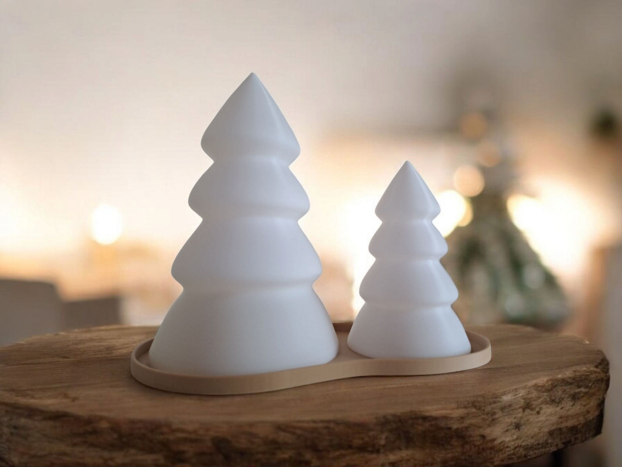 Christmas Tree Set with Tray – LED Tealight compatible 3D print product image 4 by Deltaprints