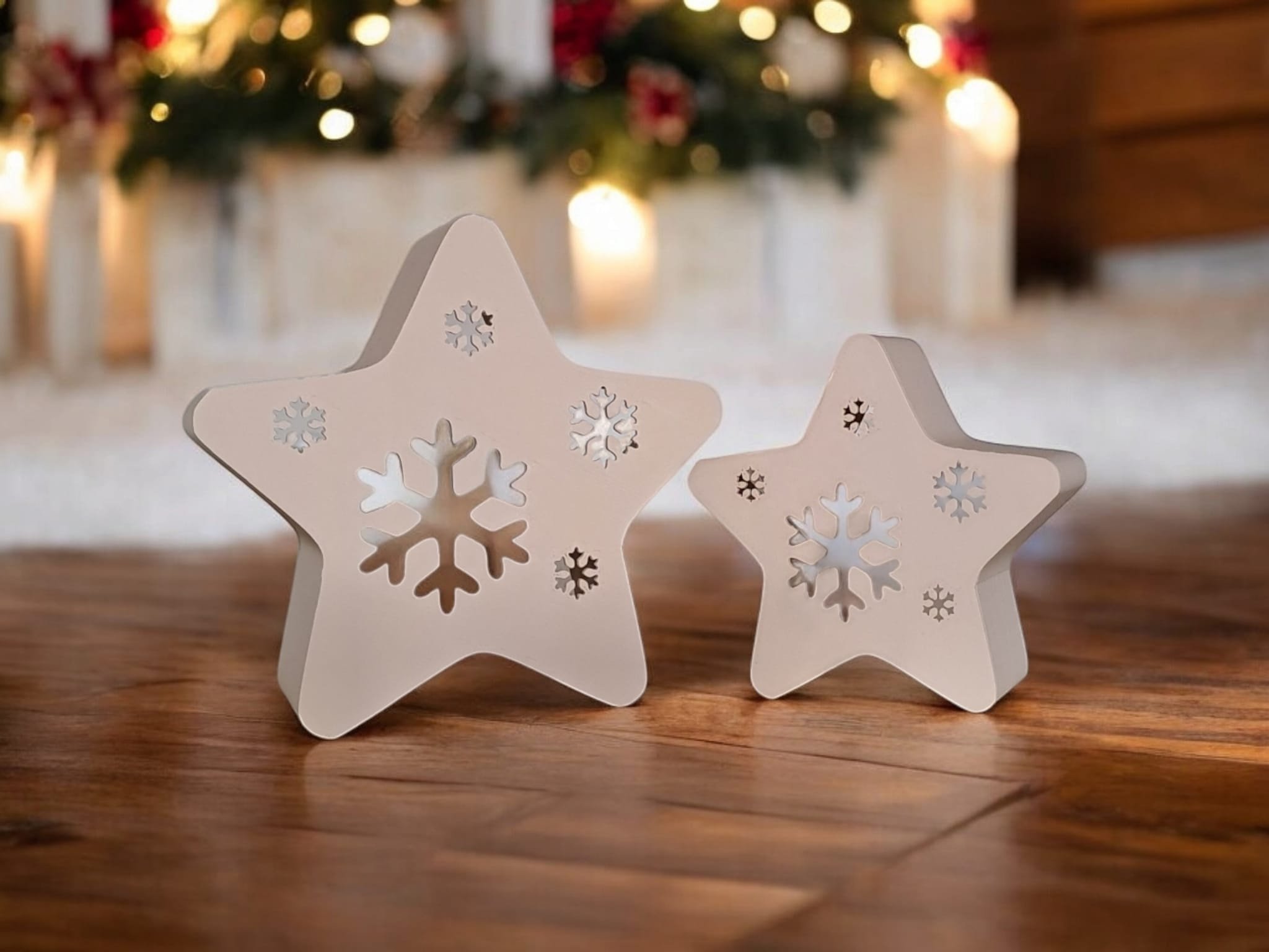 LED tea light, decorative stars „Twinkle Snowflakes“ 3D print product image 2 by Deltaprints