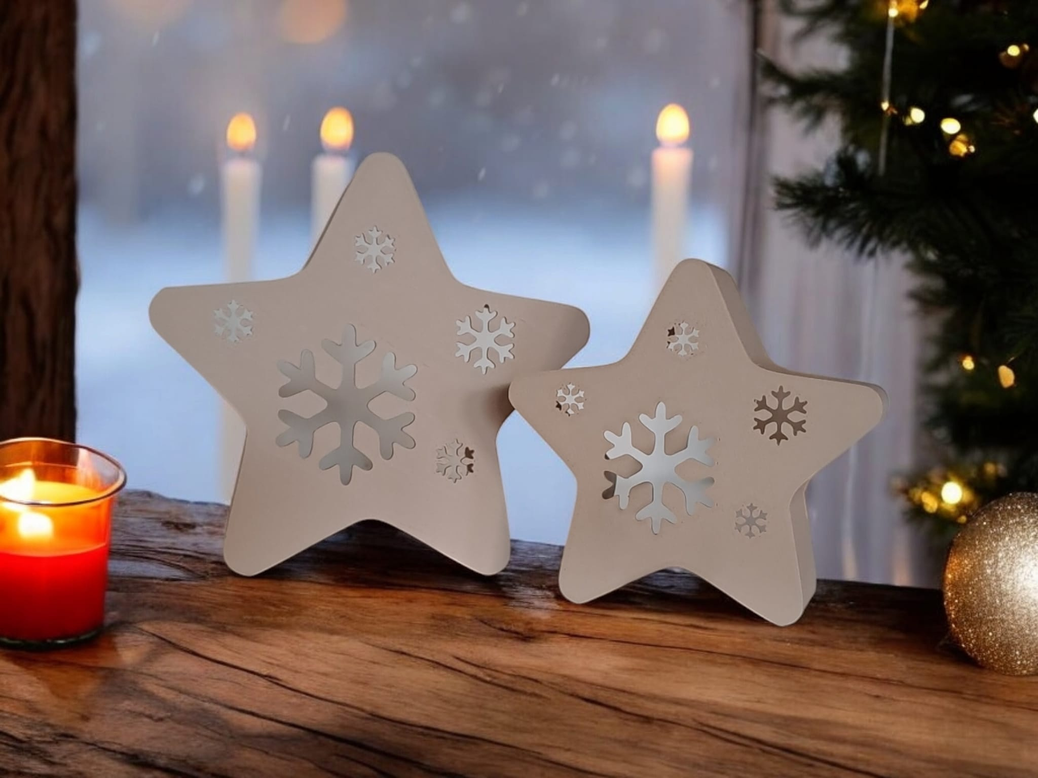 LED tea light, decorative stars „Twinkle Snowflakes“ 3D print product image 4 by Deltaprints