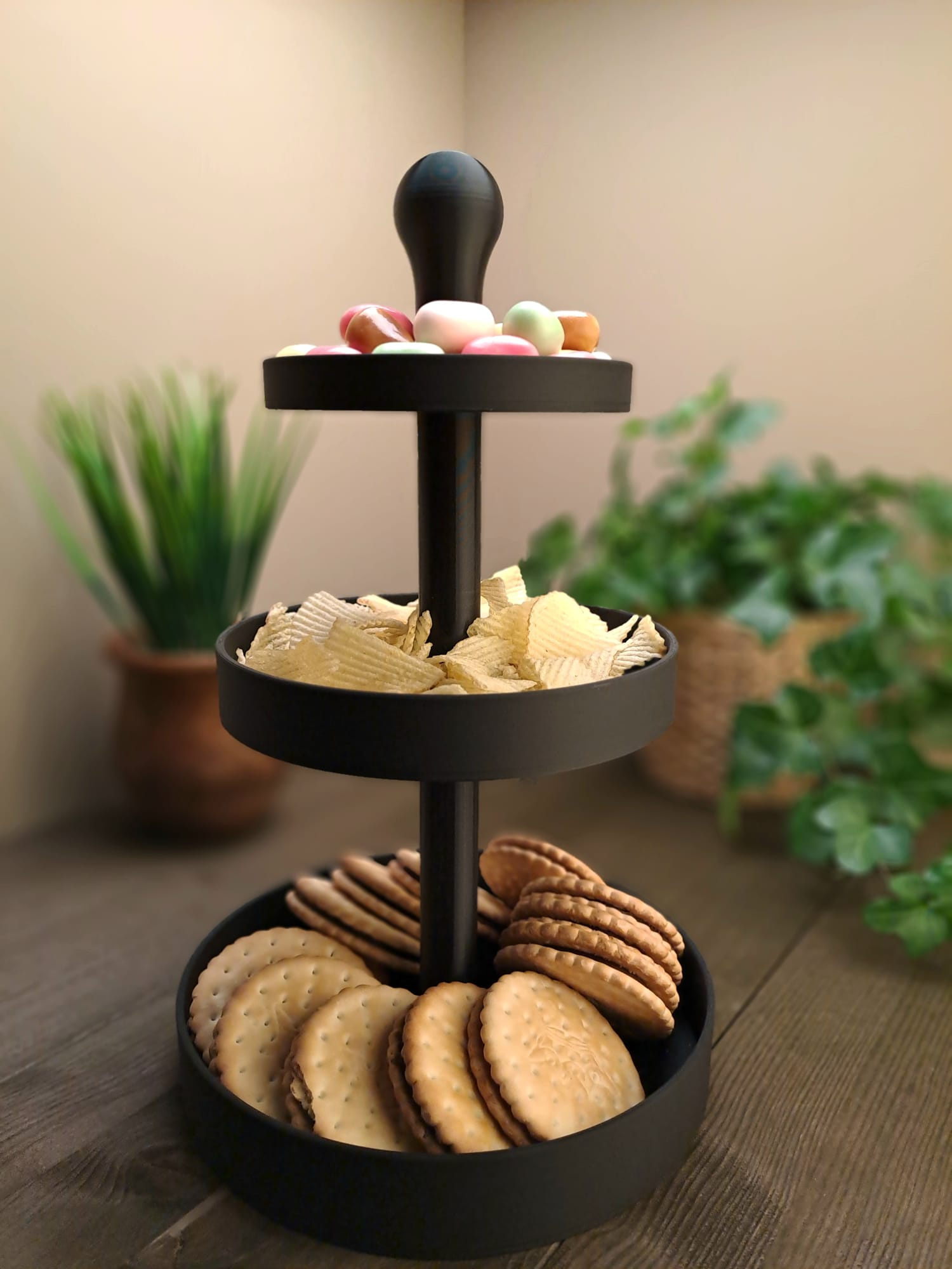 Three Tiered Snack – Cake Stand, Serving Stand 3D print product image 4 by Deltaprints