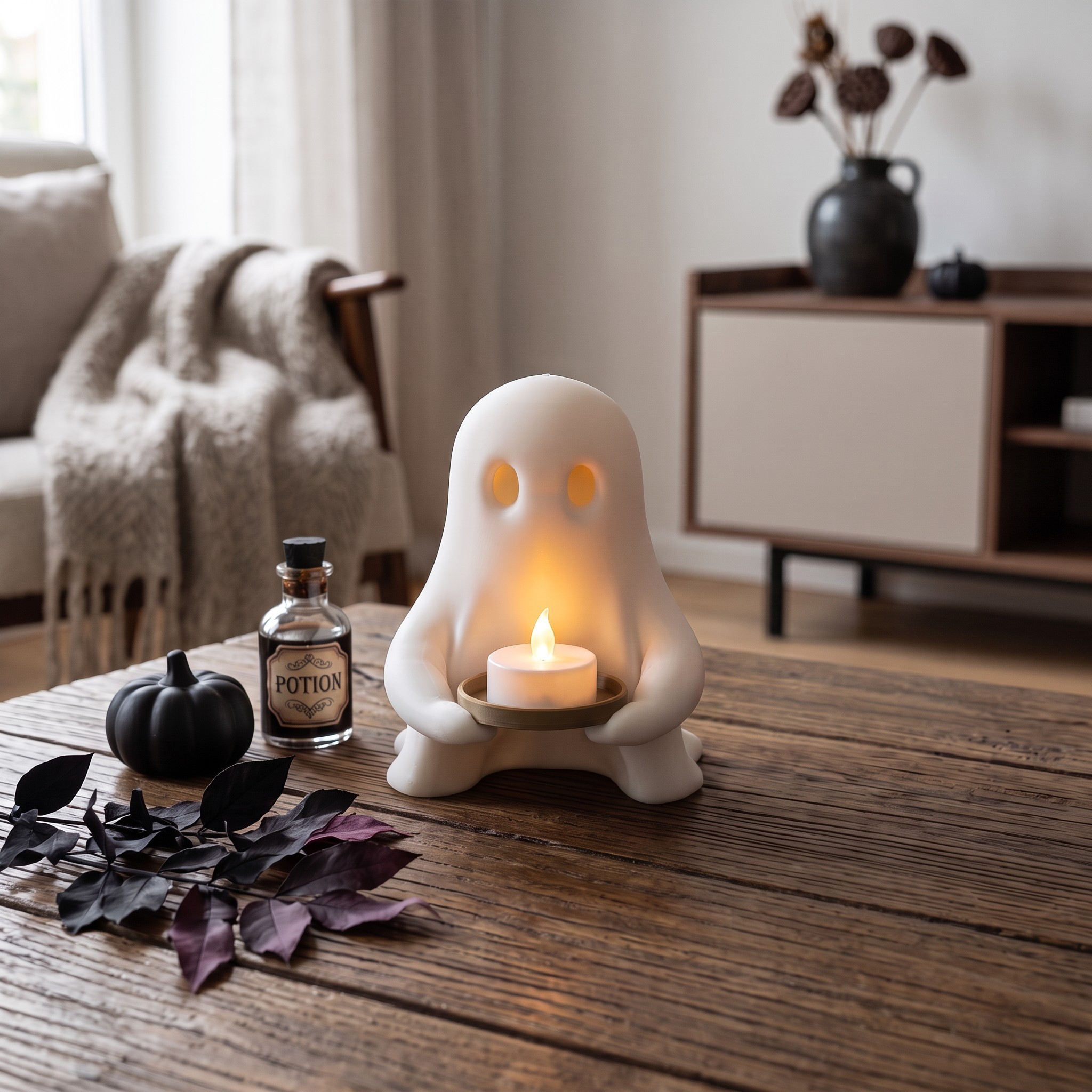 Halloween Ghost with LED Candle Tray 3D print product image 4 by Deltaprints
