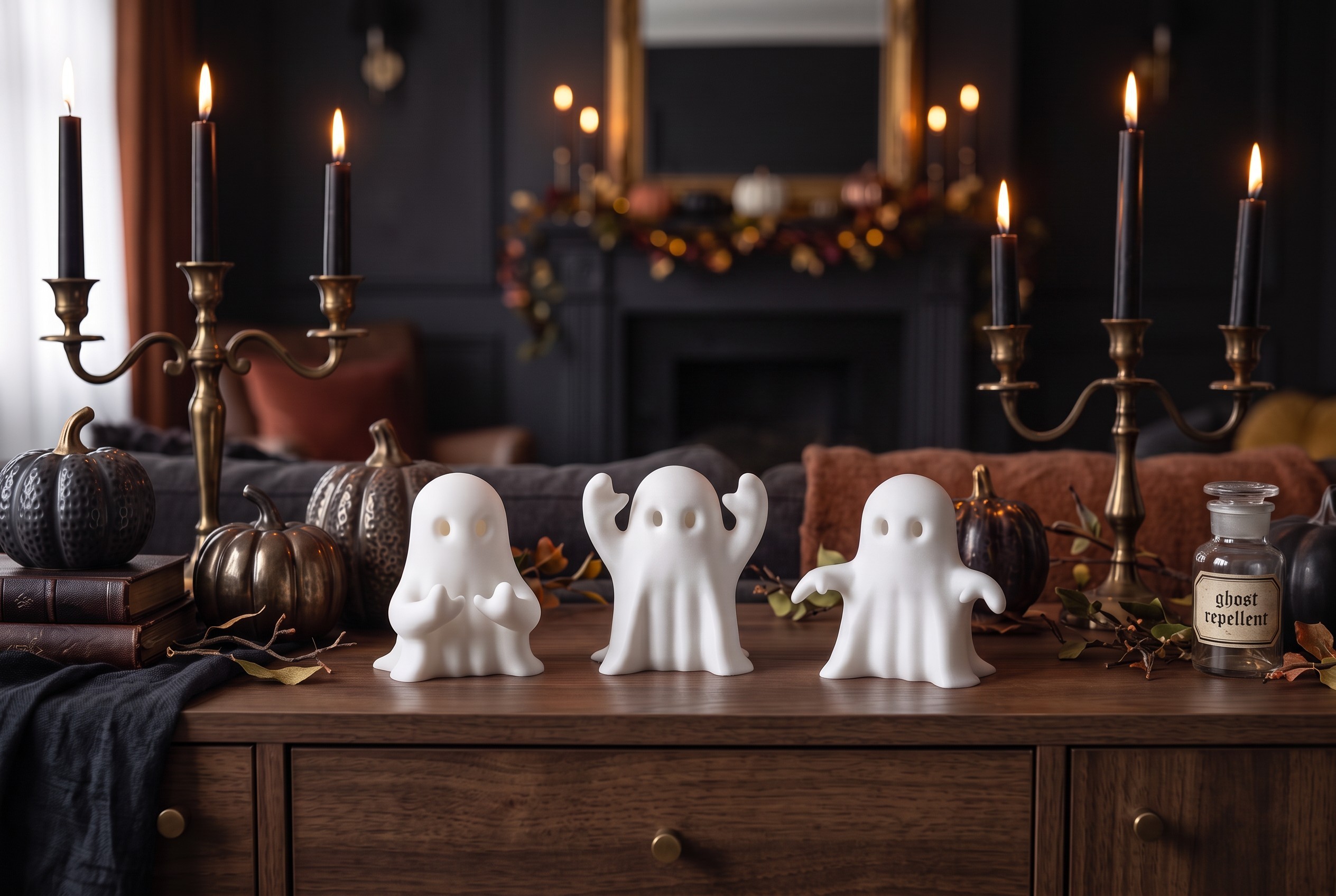 Three little Halloween ghosts – commercial STL model for 3D printing by Deltaprints