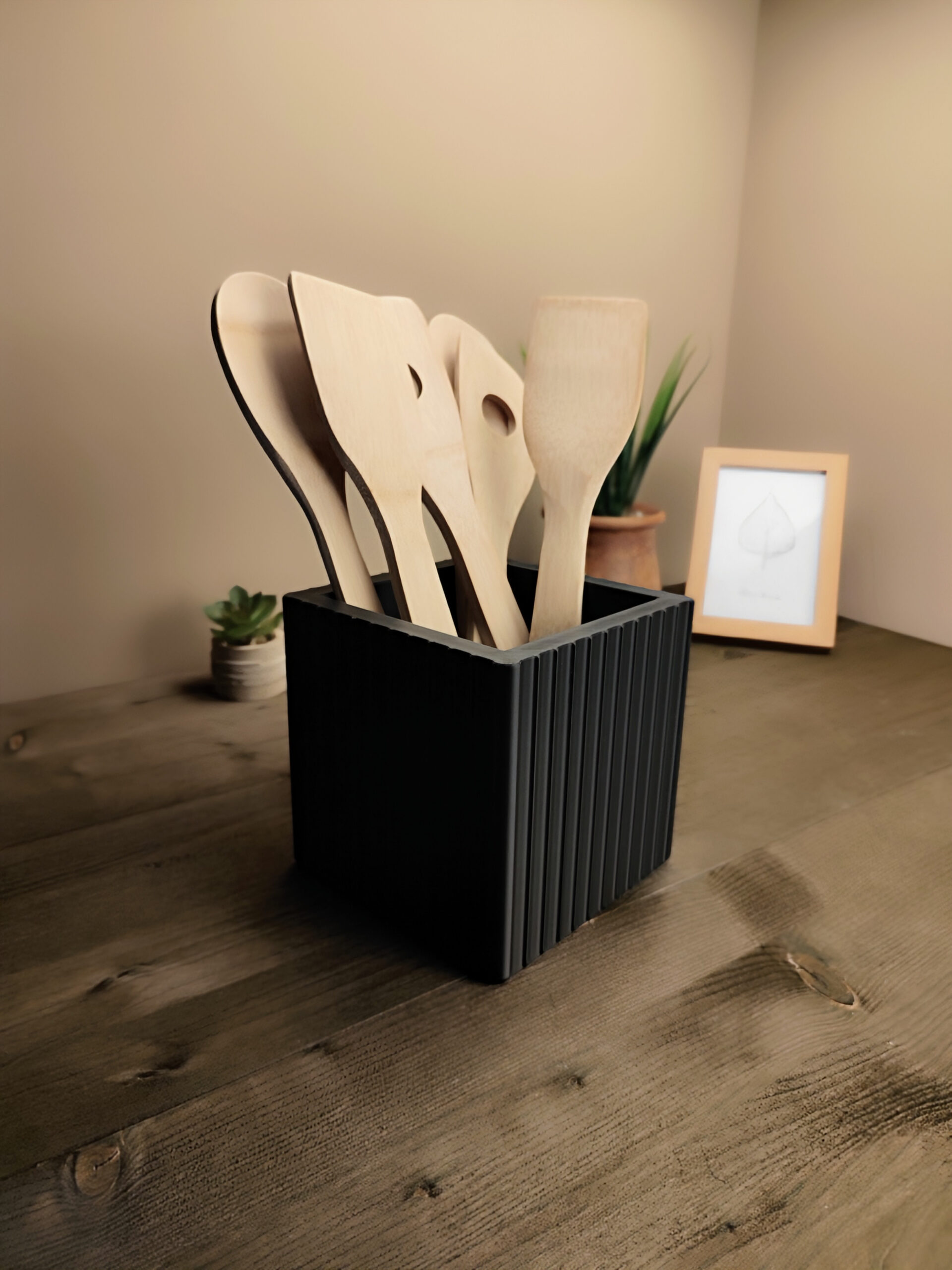 Design Kitchen Utensil Holder „Just a Square“ 3D print product image 3 by Deltaprints