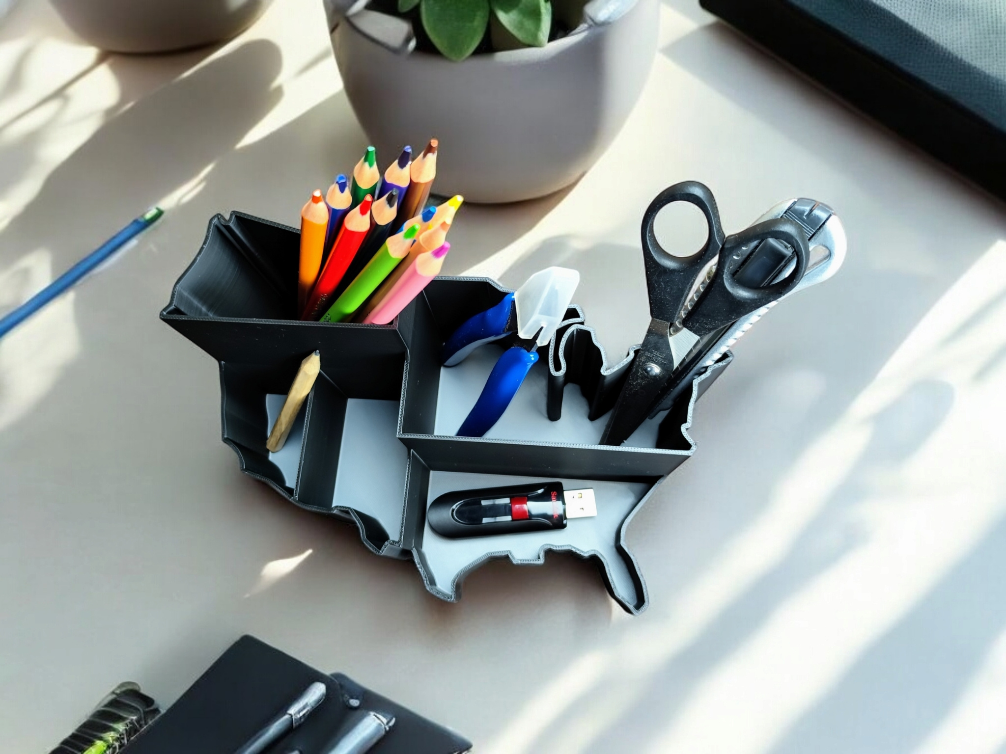 Desk organizer „U.S.A“ 3D print product image 4 by Deltaprints