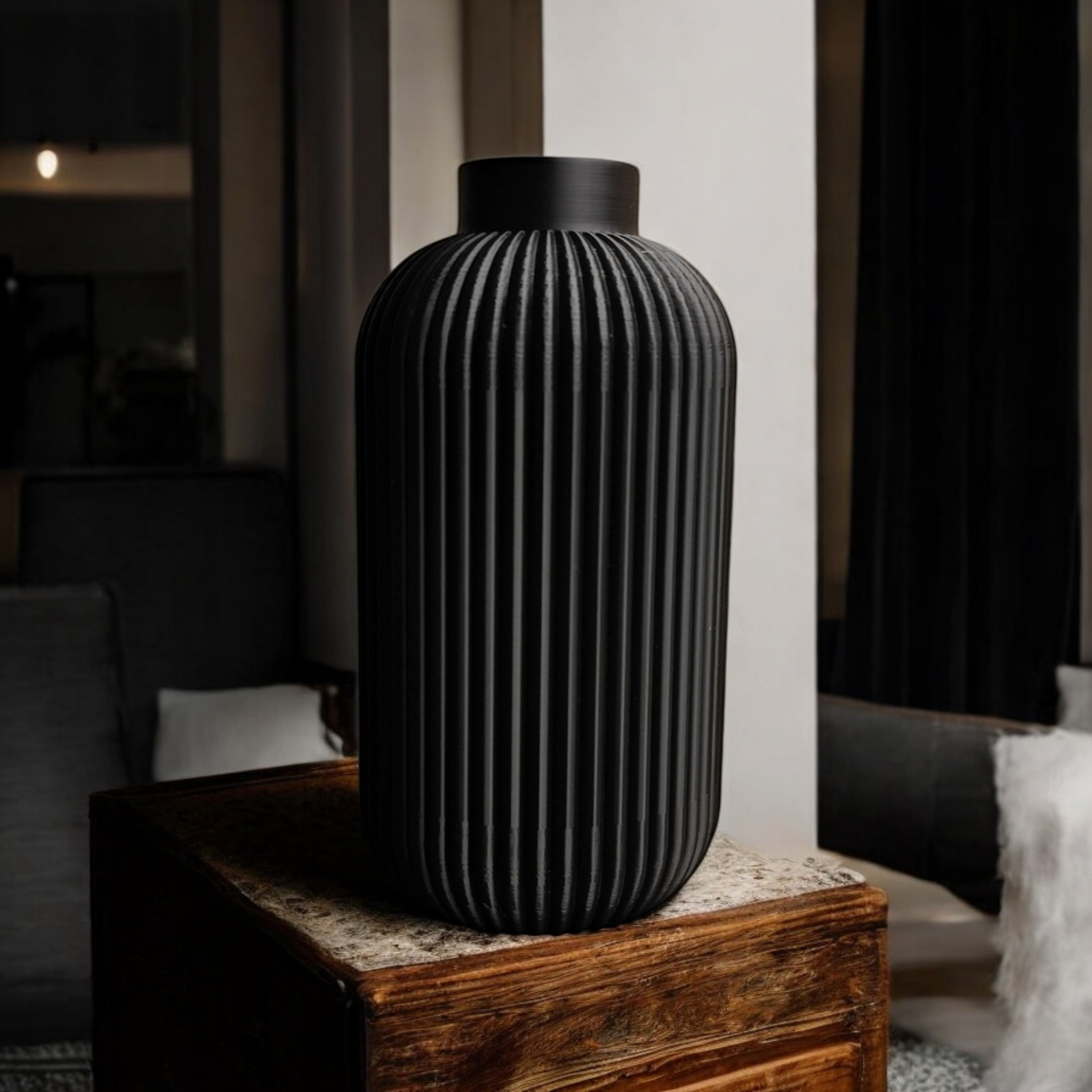 Modern design ribbed vase 3D print product image 3 by Deltaprints