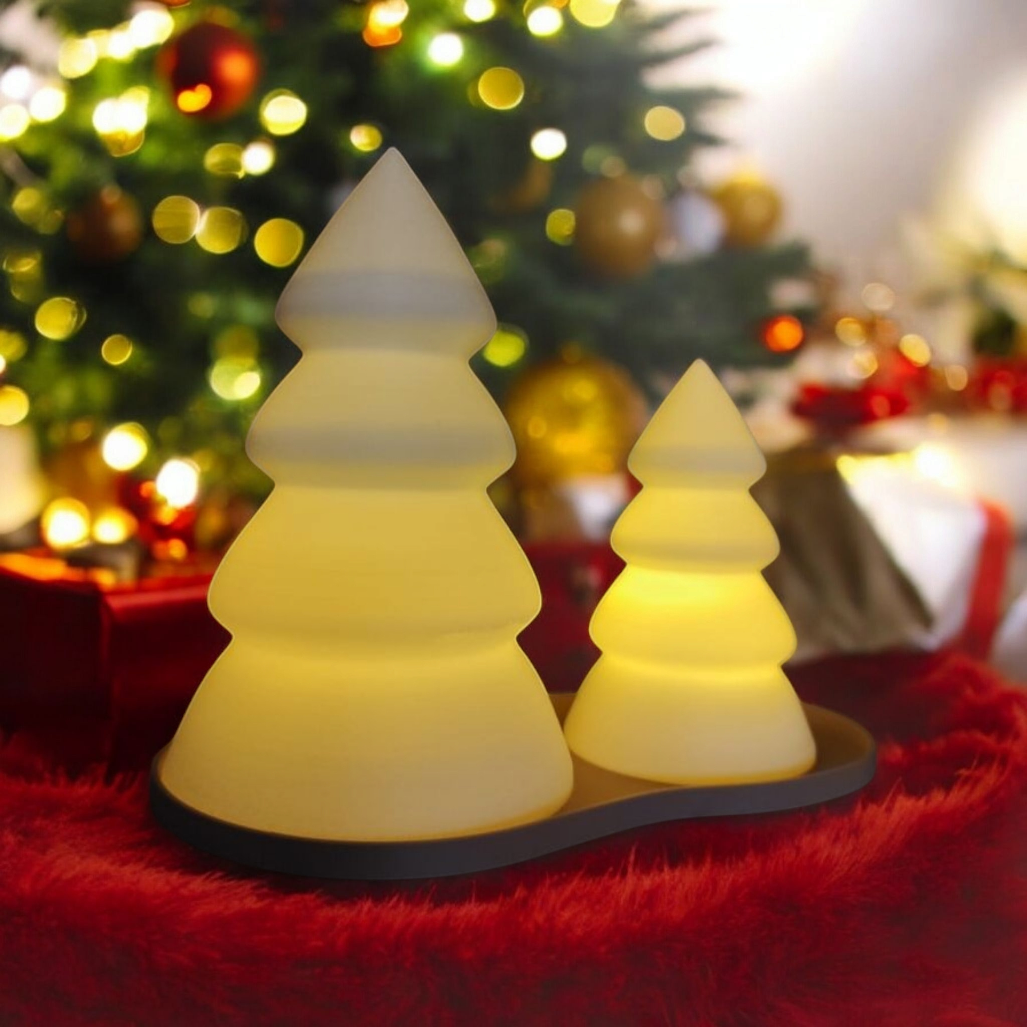 Christmas Tree Set with Tray – LED Tealight compatible 3D print product image 2 by Deltaprints
