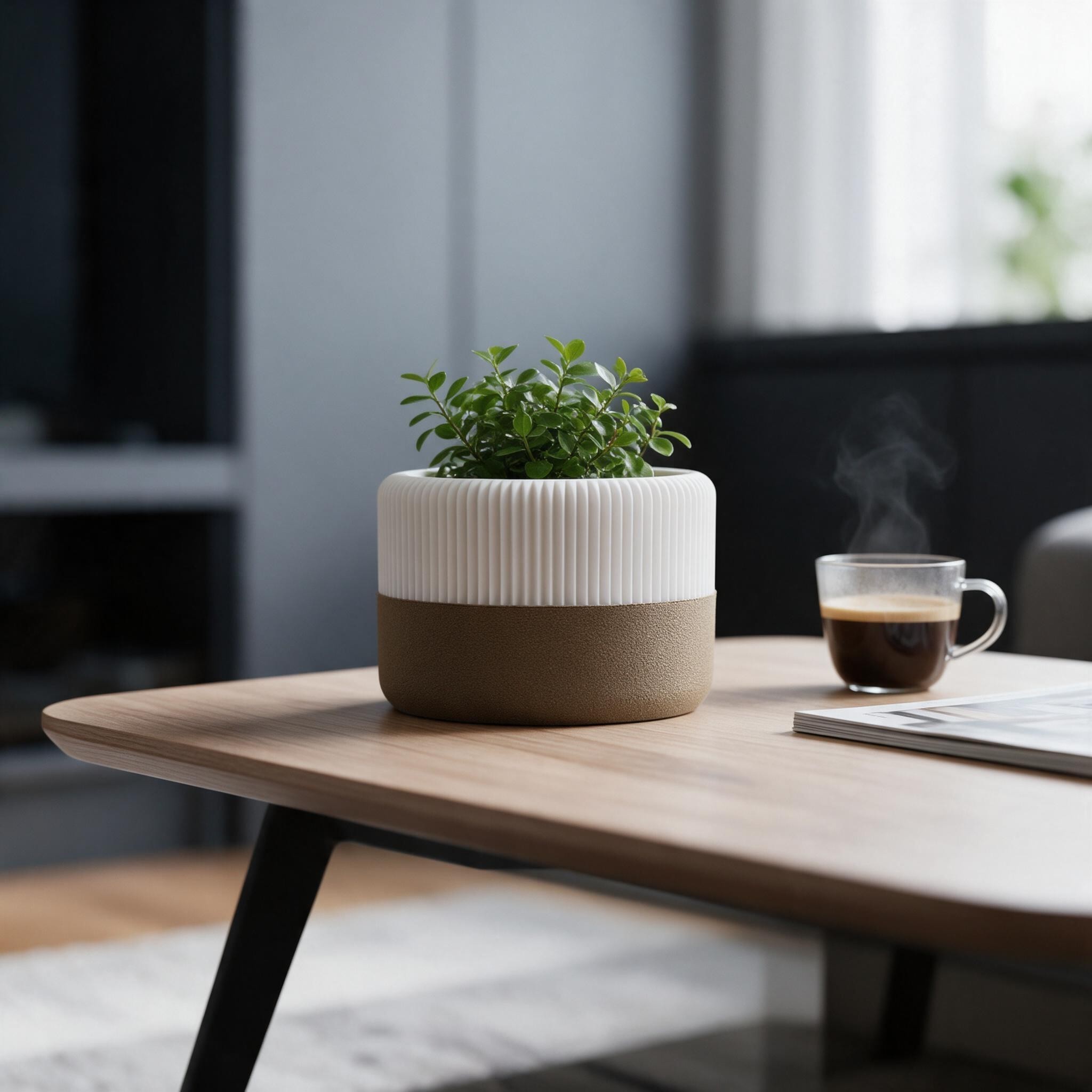 Modern planter with drip tray 3D print product image 3 by Deltaprints