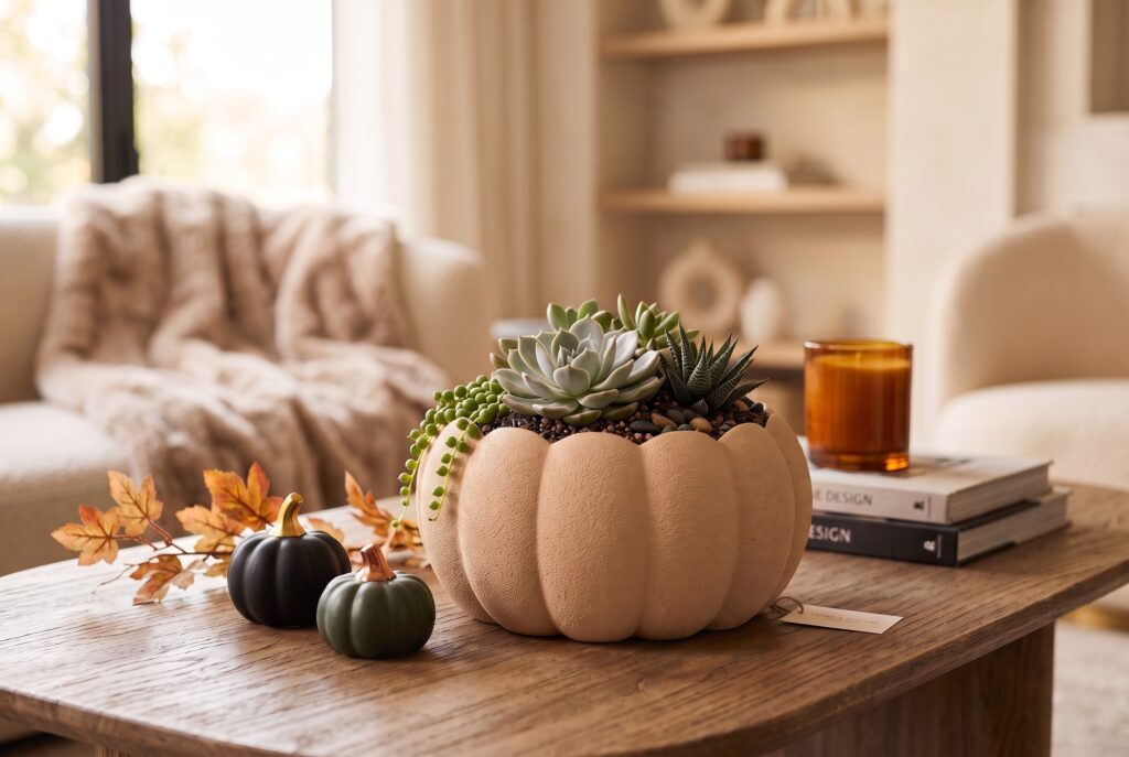 Cute autumnal pumpkin planter – commercial STL model for 3D printing by Deltaprints