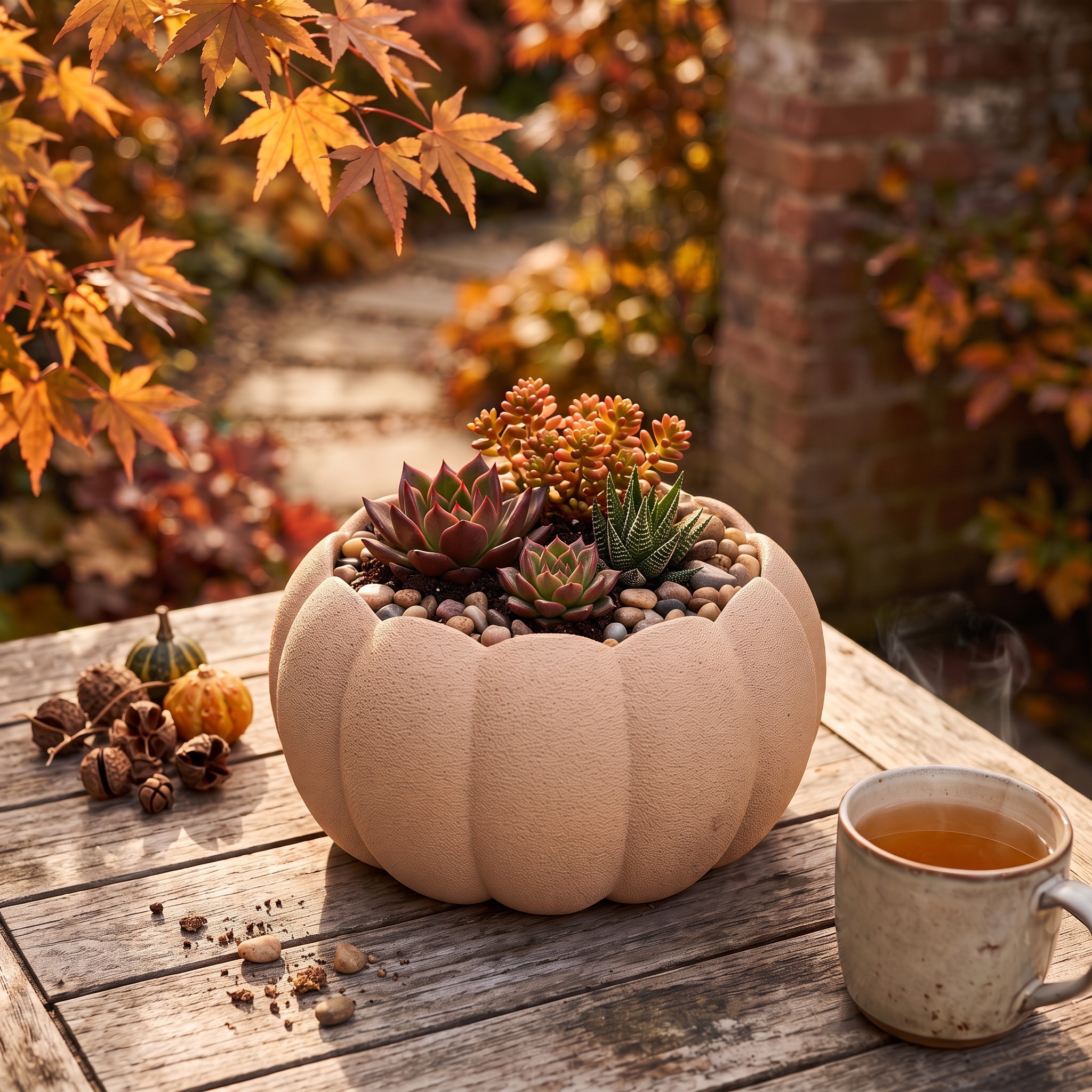 Cute autumnal pumpkin planter 3D print product image 3 by Deltaprints