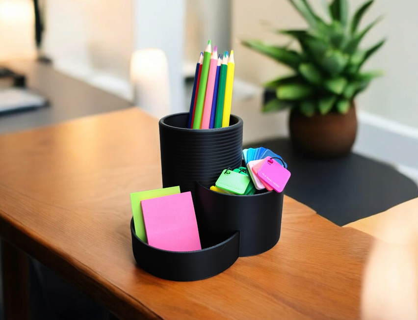 Modern Office Organizer „Three Cups“ – commercial STL model for 3D printing by Deltaprints