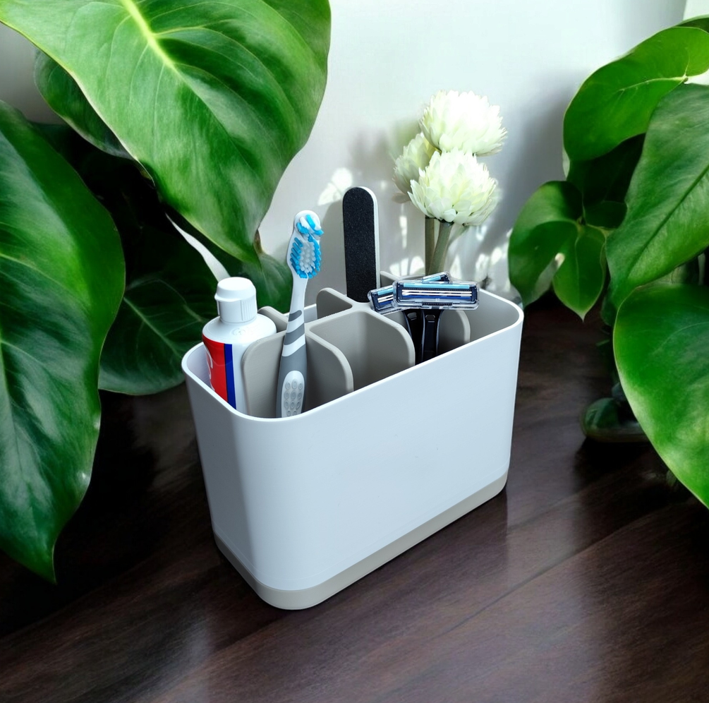 Modern Two-Tone Bathroom Organizer – commercial STL model for 3D printing by Deltaprints