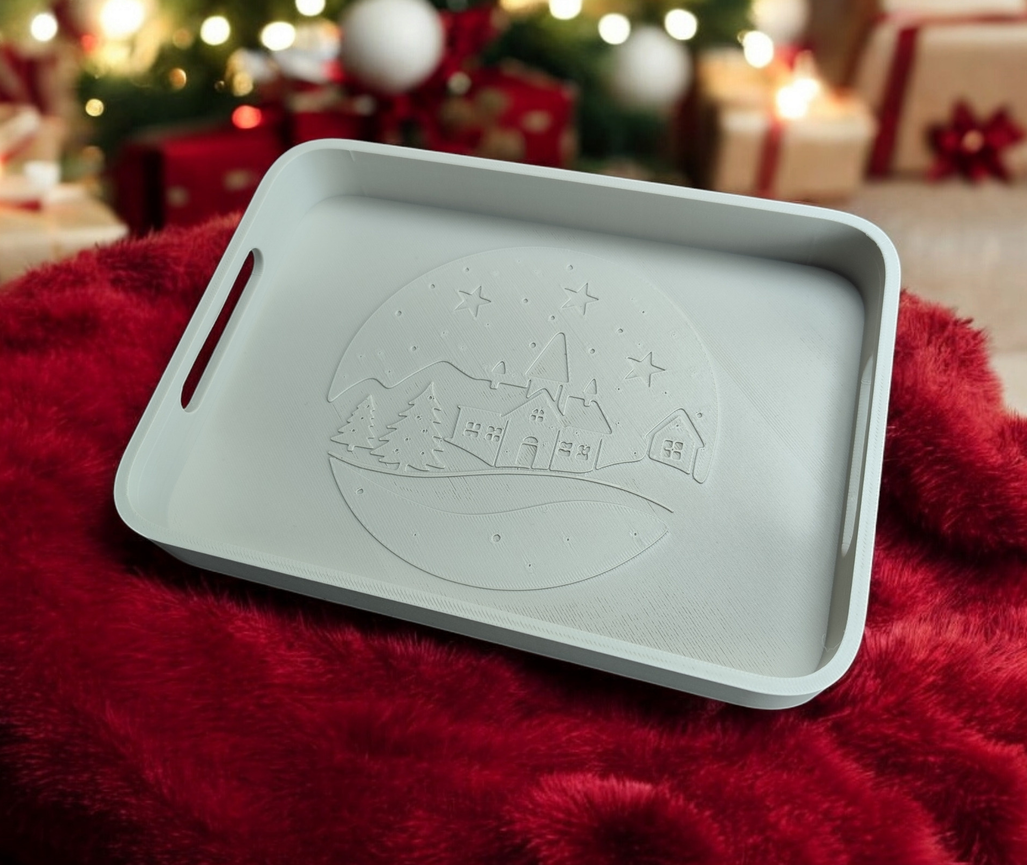 Winter Village Tray – commercial STL model for 3D printing by Deltaprints
