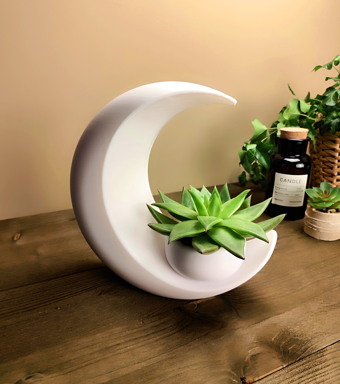 Into the Moon Succulent Planter, Vase – commercial STL model for 3D printing by Deltaprints