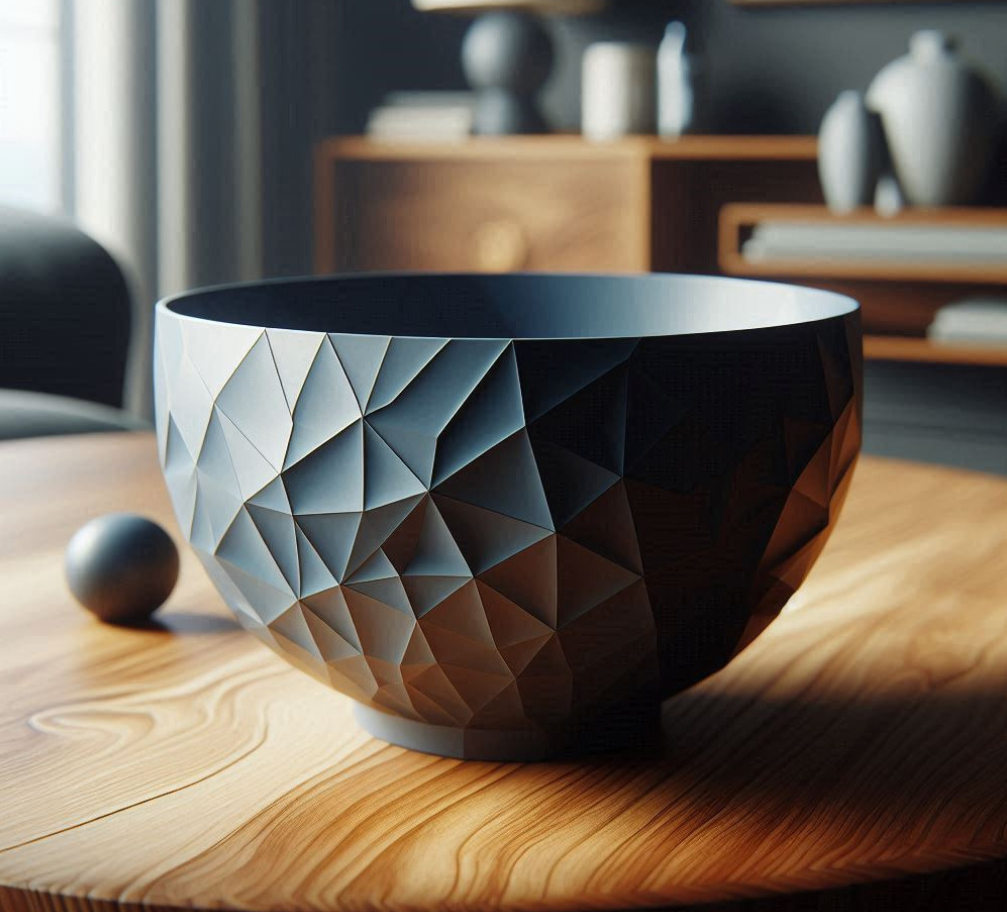 Designer Low Poly Big Bowl with Foot – commercial STL model for 3D printing by Deltaprints