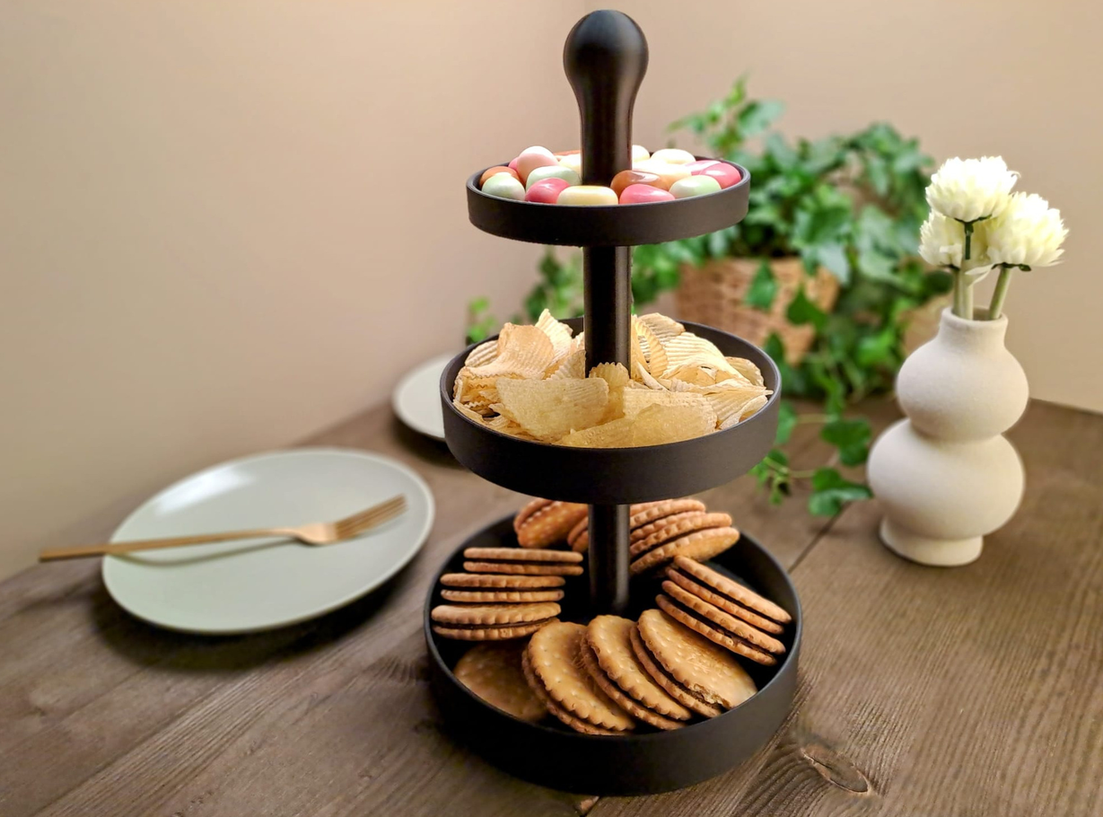 Three Tiered Snack – Cake Stand, Serving Stand – commercial STL model for 3D printing by Deltaprints