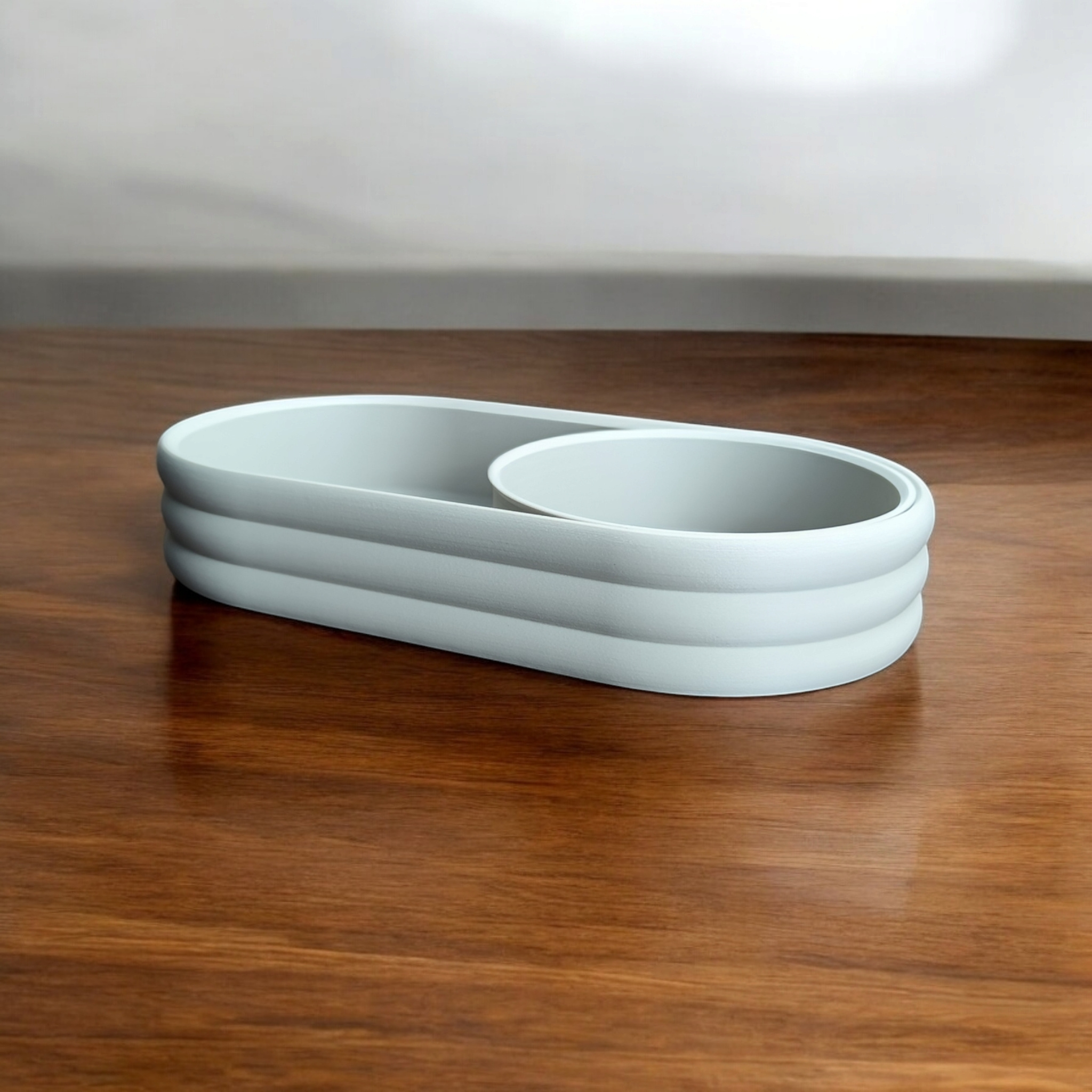 Modern Mid-Century Tray with sliding Coin Bowl 3D print product image 3 by Deltaprints