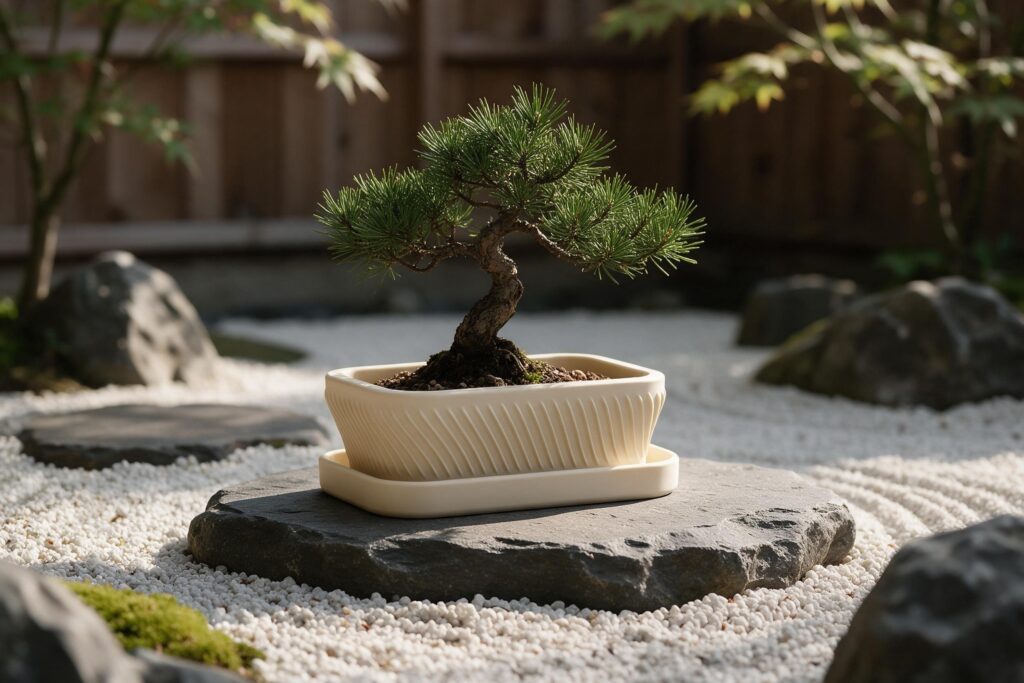 Modern bonsai pot with drainage holes and matching saucer – commercial STL model for 3D printing by Deltaprints