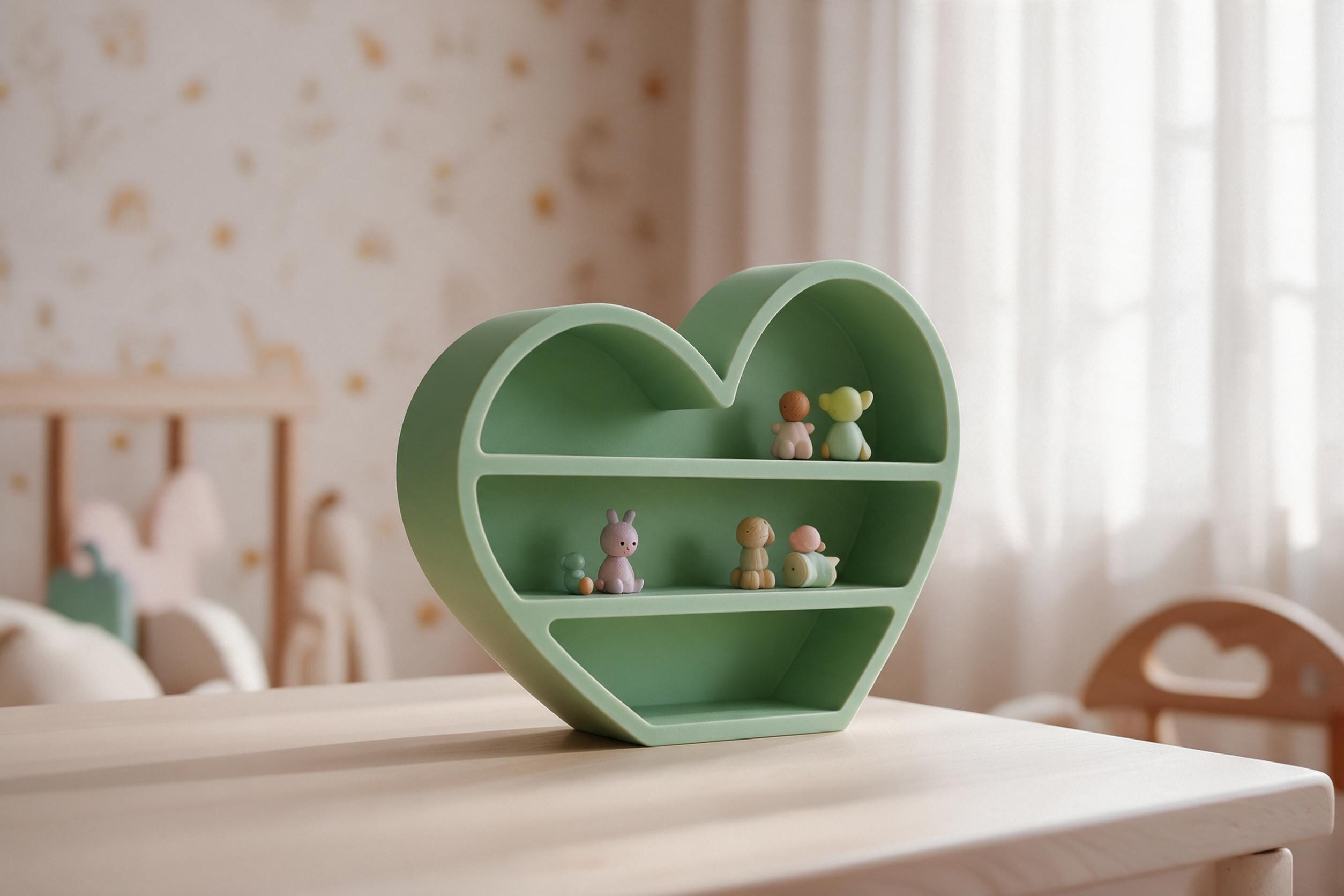 Freestanding heart-shaped shelf – commercial STL model for 3D printing by Deltaprints