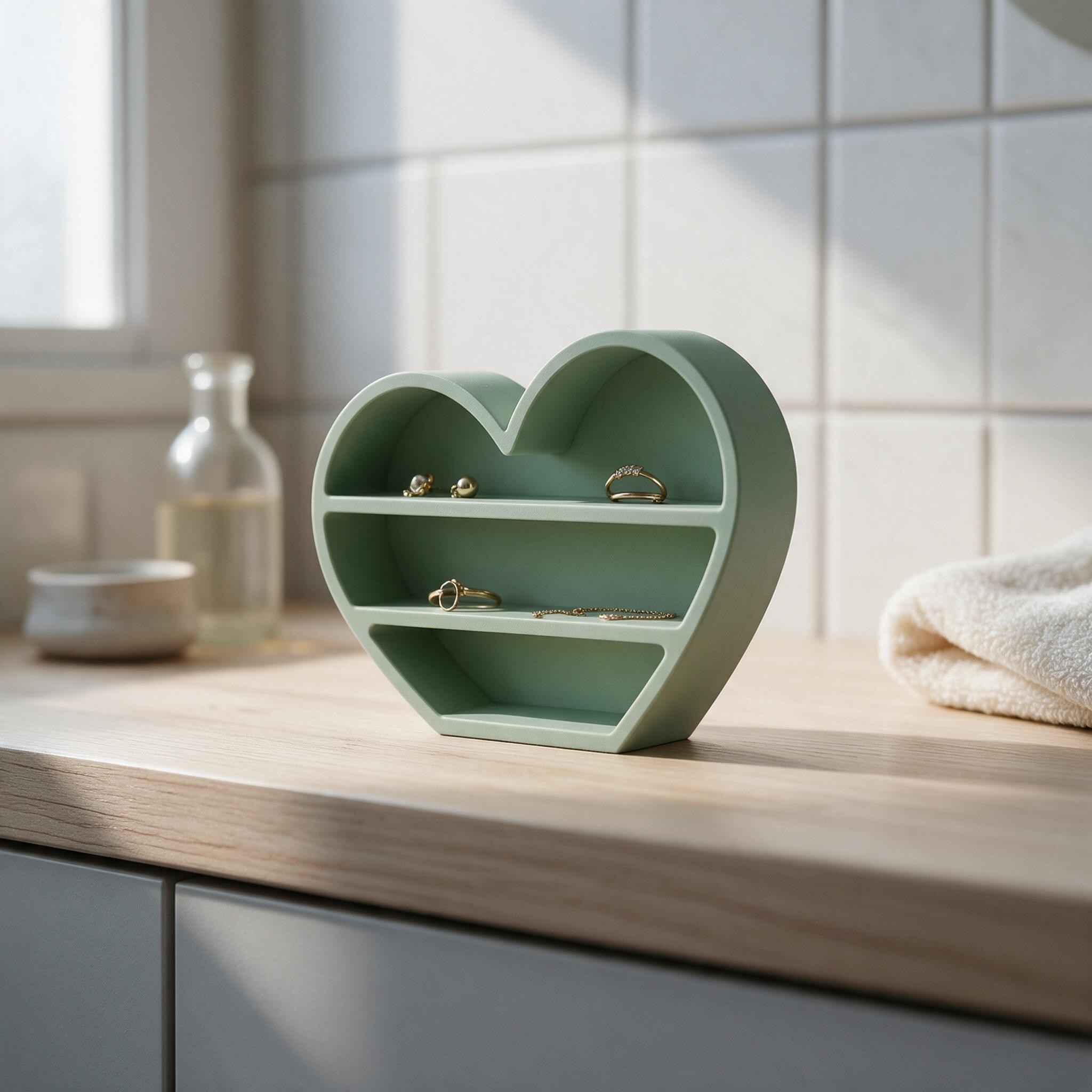 Freestanding heart-shaped shelf 3D print product image 4 by Deltaprints