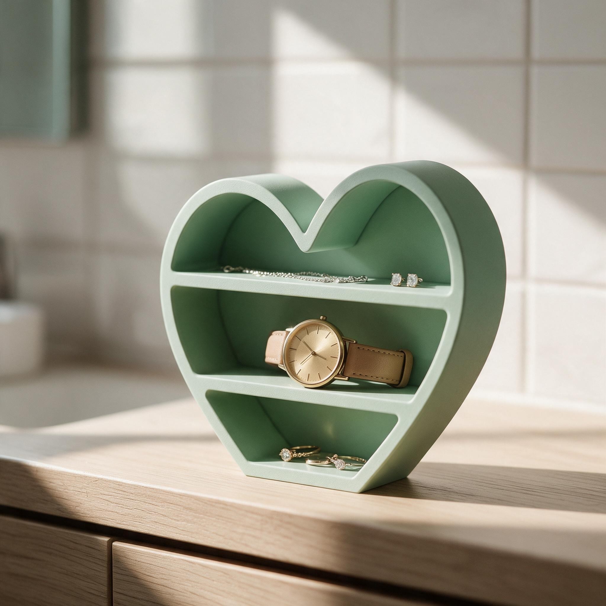Freestanding heart-shaped shelf 3D print product image 2 by Deltaprints