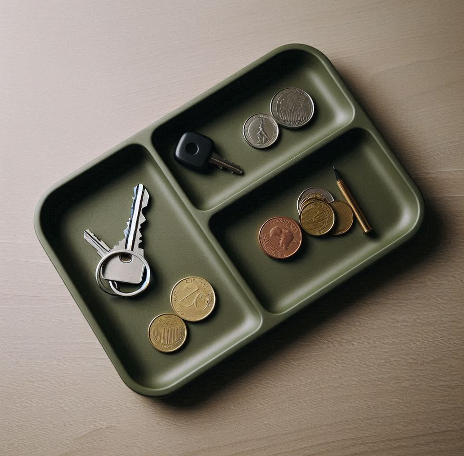 Modern Key and Coin Tray „Army Boy II“ – commercial STL model for 3D printing by Deltaprints