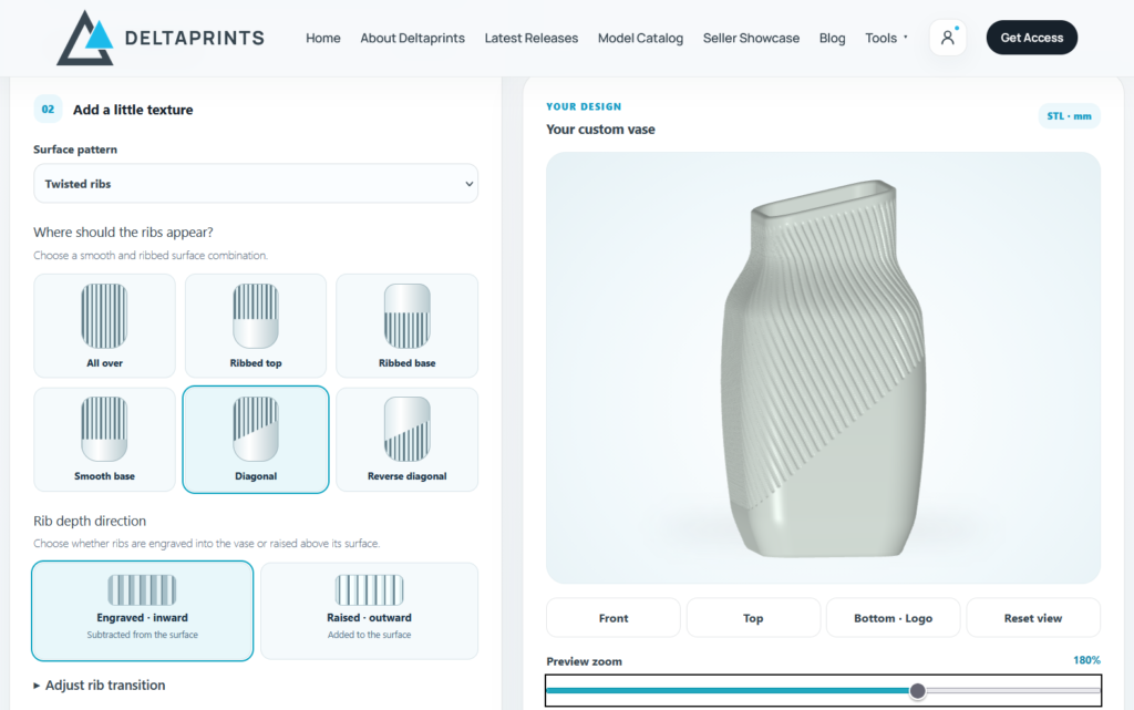 Deltaprints Vase Designer