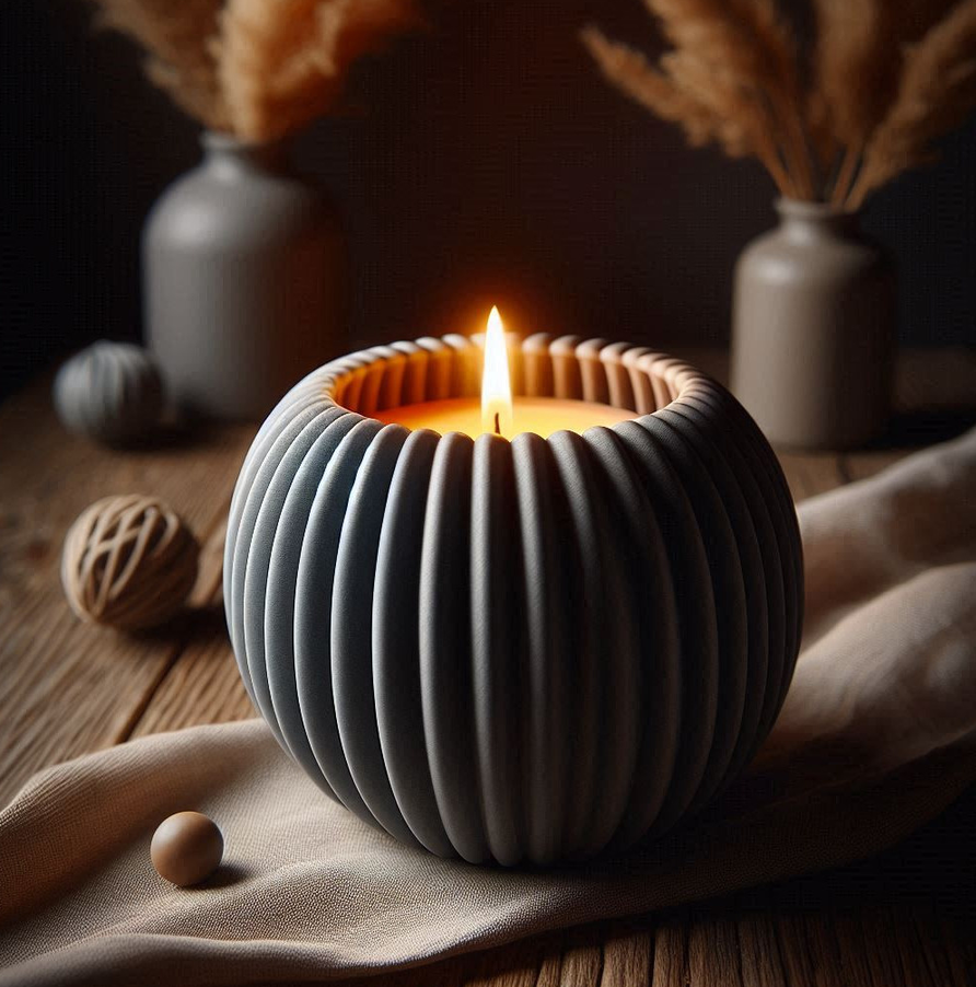 Modern Round Ribbed Candle, (LED) Tealight Holder commercial STL file Candle Holders by Deltaprints