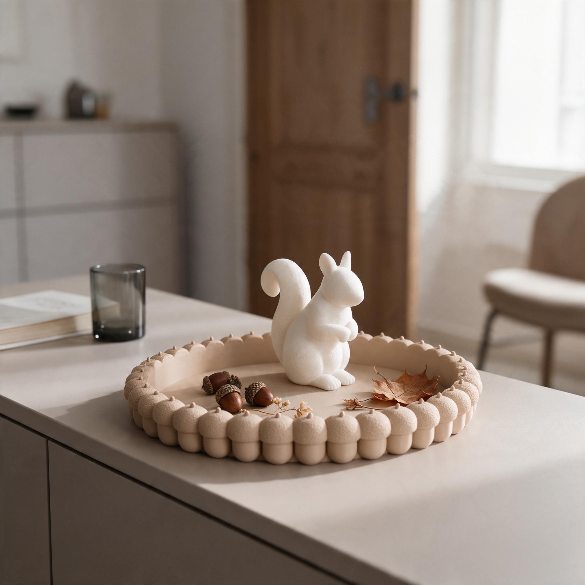 Acorn-shaped tray with matching squirrel 3D print product image 3 by Deltaprints