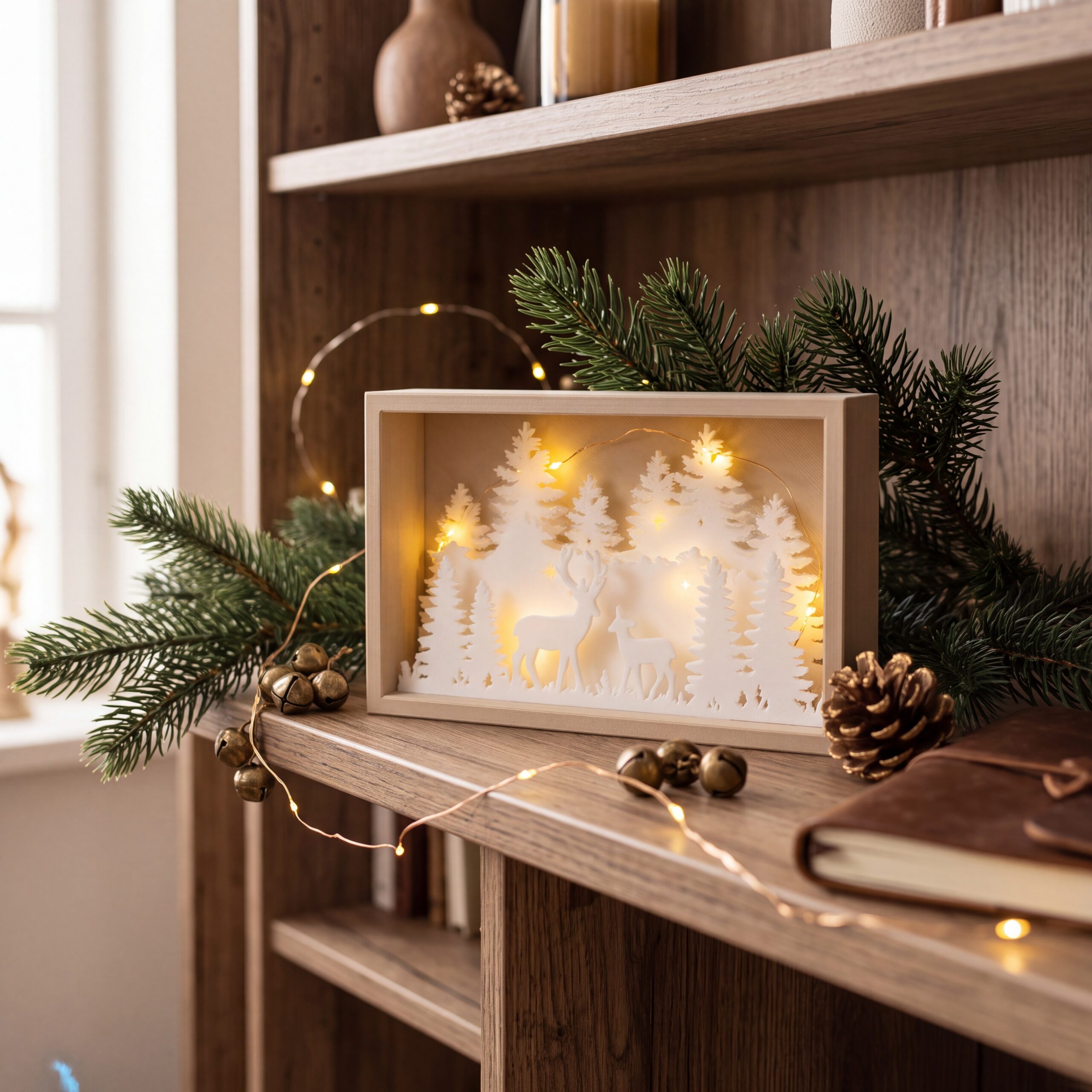 Winter Scene Shadowbox – Illuminable 3D print product image 3 by Deltaprints