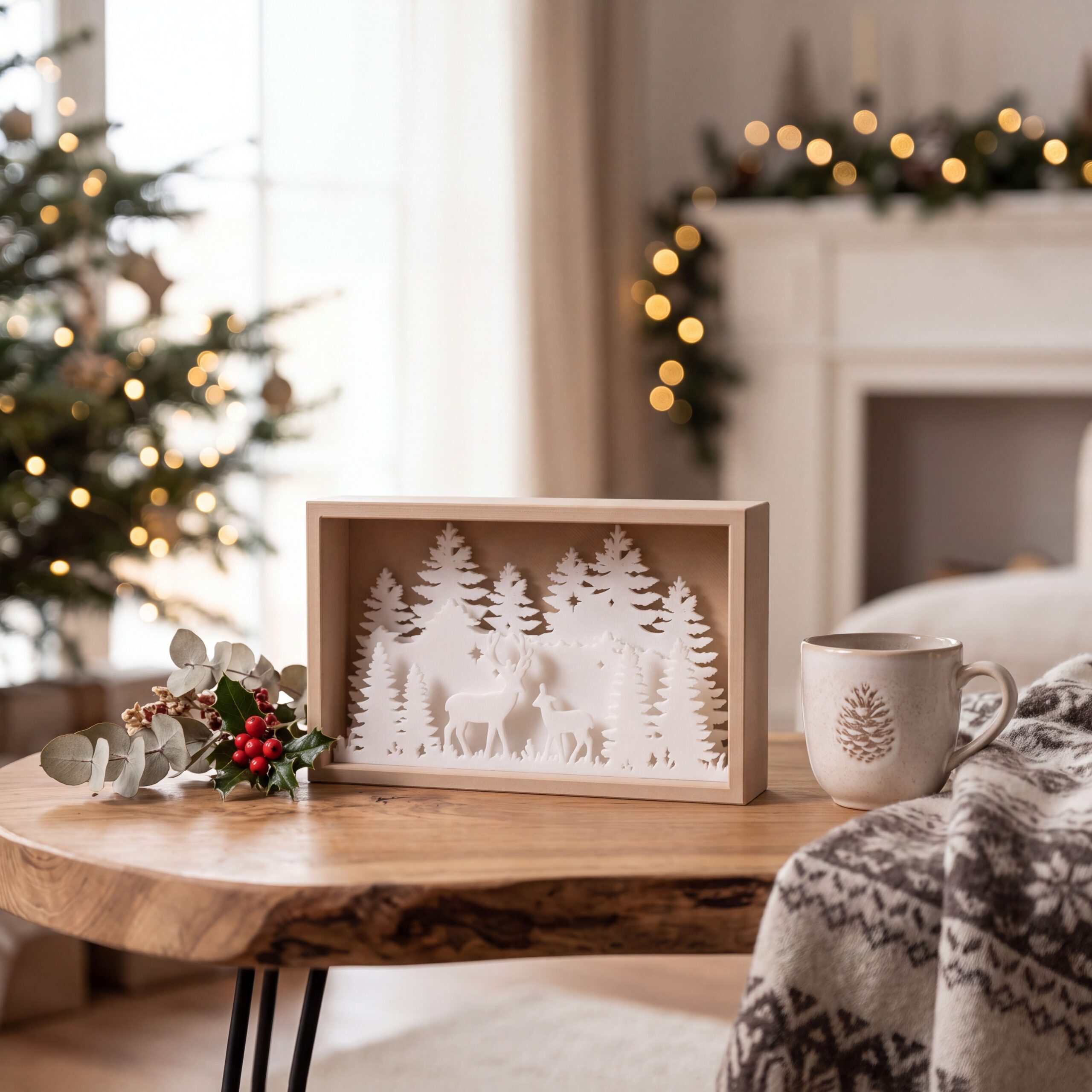 Winter Scene Shadowbox – Illuminable 3D print product image 4 by Deltaprints