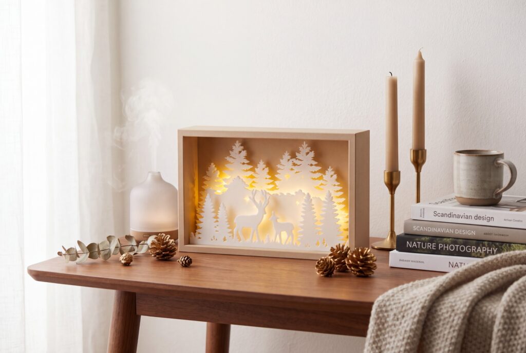 Winter Scene Shadowbox – Illuminable – commercial STL model for 3D printing by Deltaprints