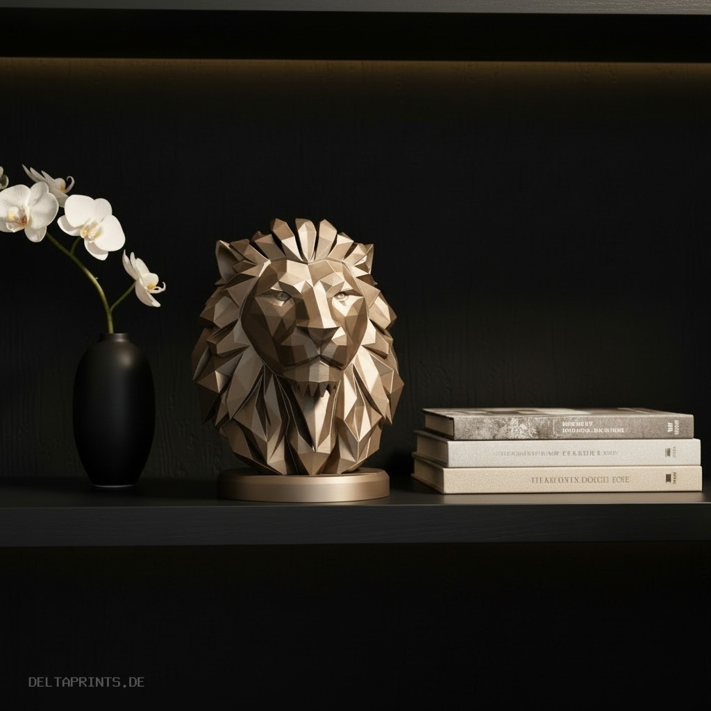 Sculpture #50 – Low Poly Lion Bust commercial STL file Sculptures by Deltaprints