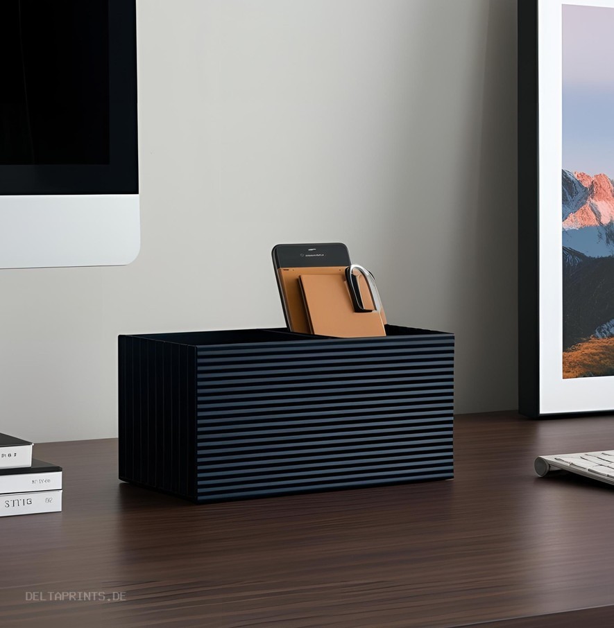 Modern Design Office Organizer With Ribbed Surface commercial STL file Desk Accessories by Deltaprints