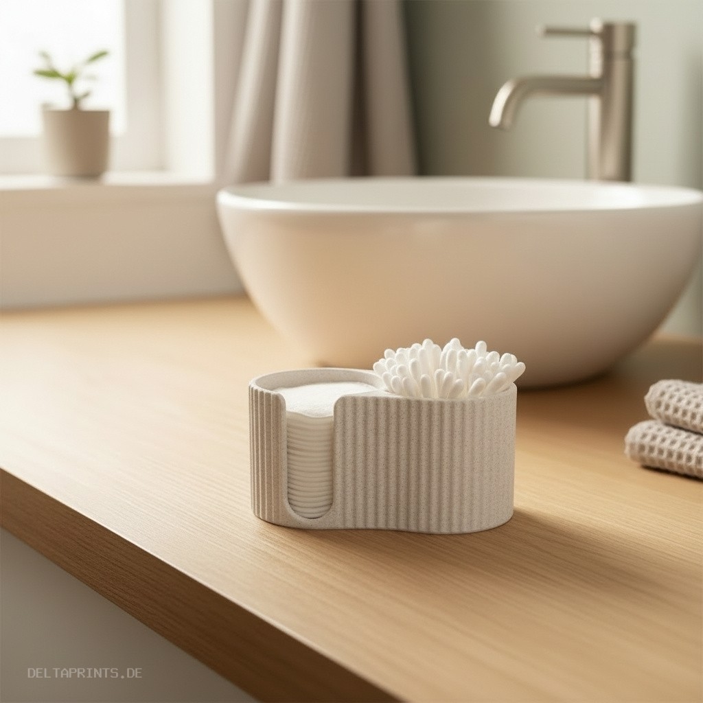 Modern ribbed Q-tip and cotton pad dispenser 3D print product image 2 by Deltaprints