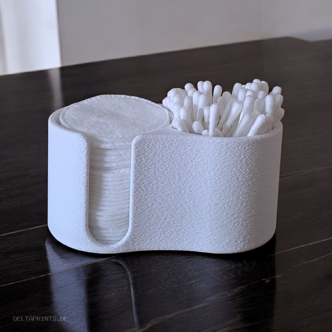 Modern ribbed Q-tip and cotton pad dispenser 3D print product image 4 by Deltaprints