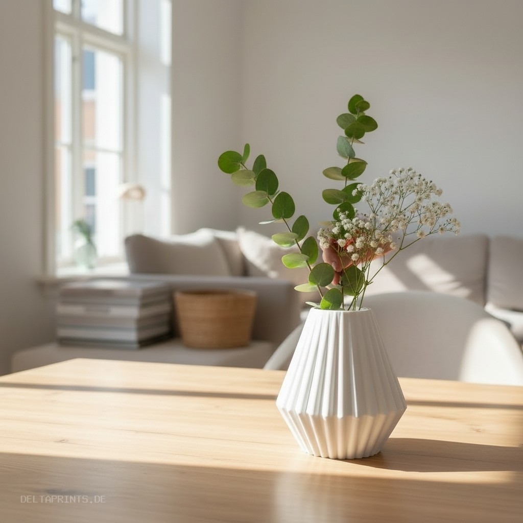 Geometric ribbed vase 3D print product image 2 by Deltaprints