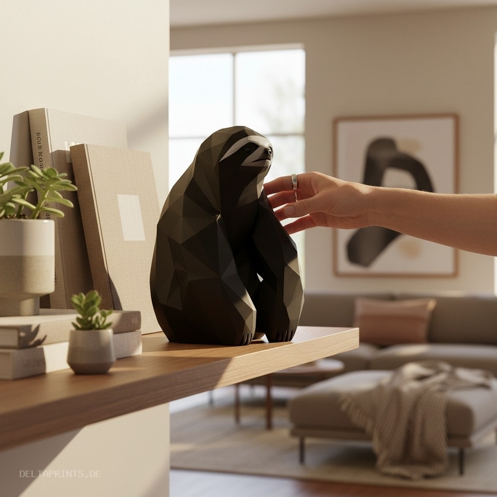 Sculpture #47 – Sitting Low Poly Sloth 3D print product image 2 by Deltaprints