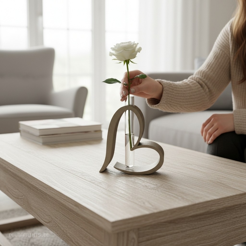 Heart-shaped vase with test tube commercial STL file Desk Accessories by Deltaprints