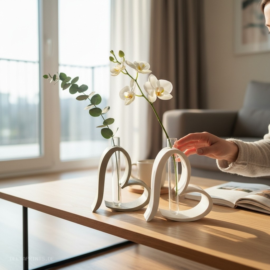 Heart-shaped vase with test tube 3D print product image 2 by Deltaprints