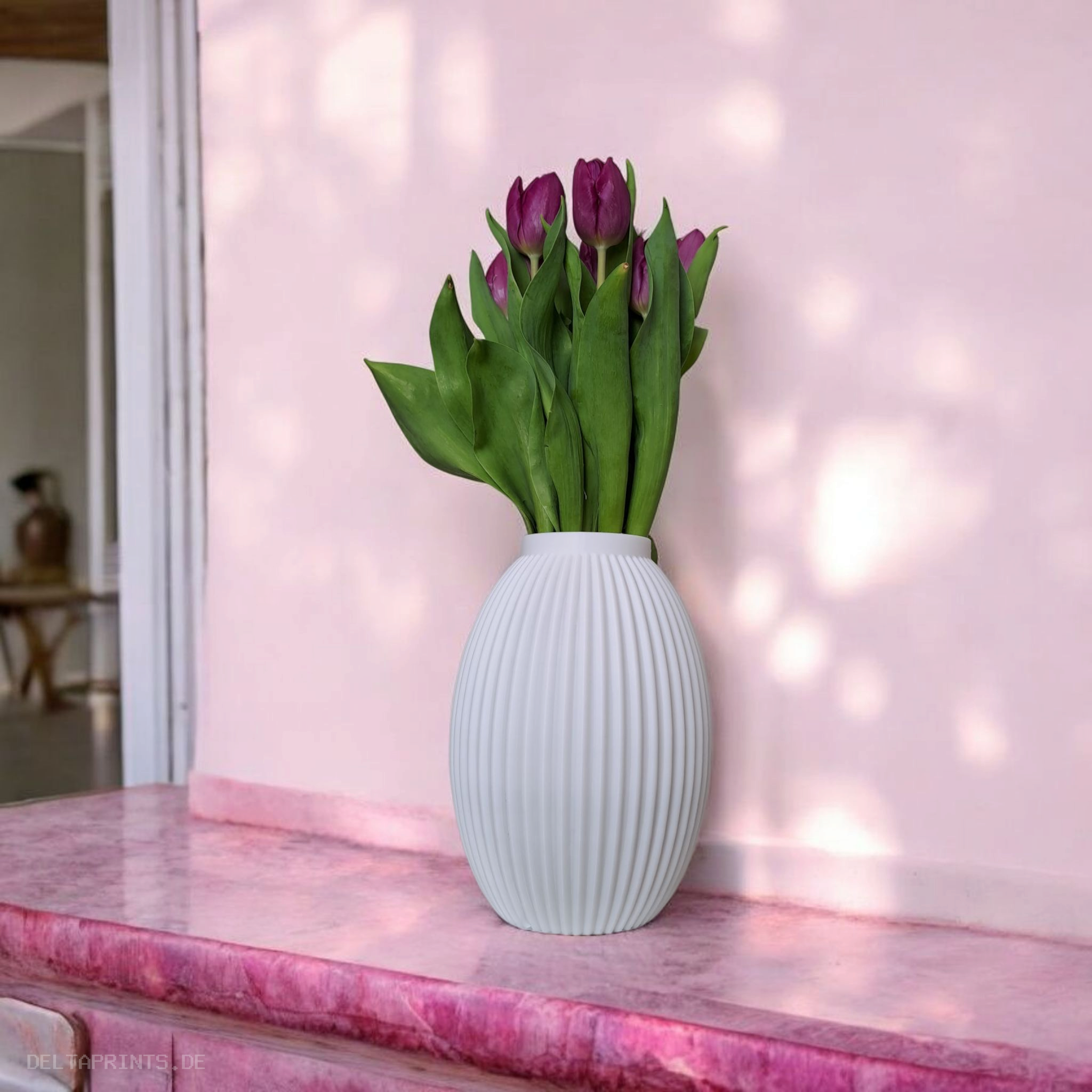 Modern Ribbed Bulbous Design Vase 3D print product image 3 by Deltaprints