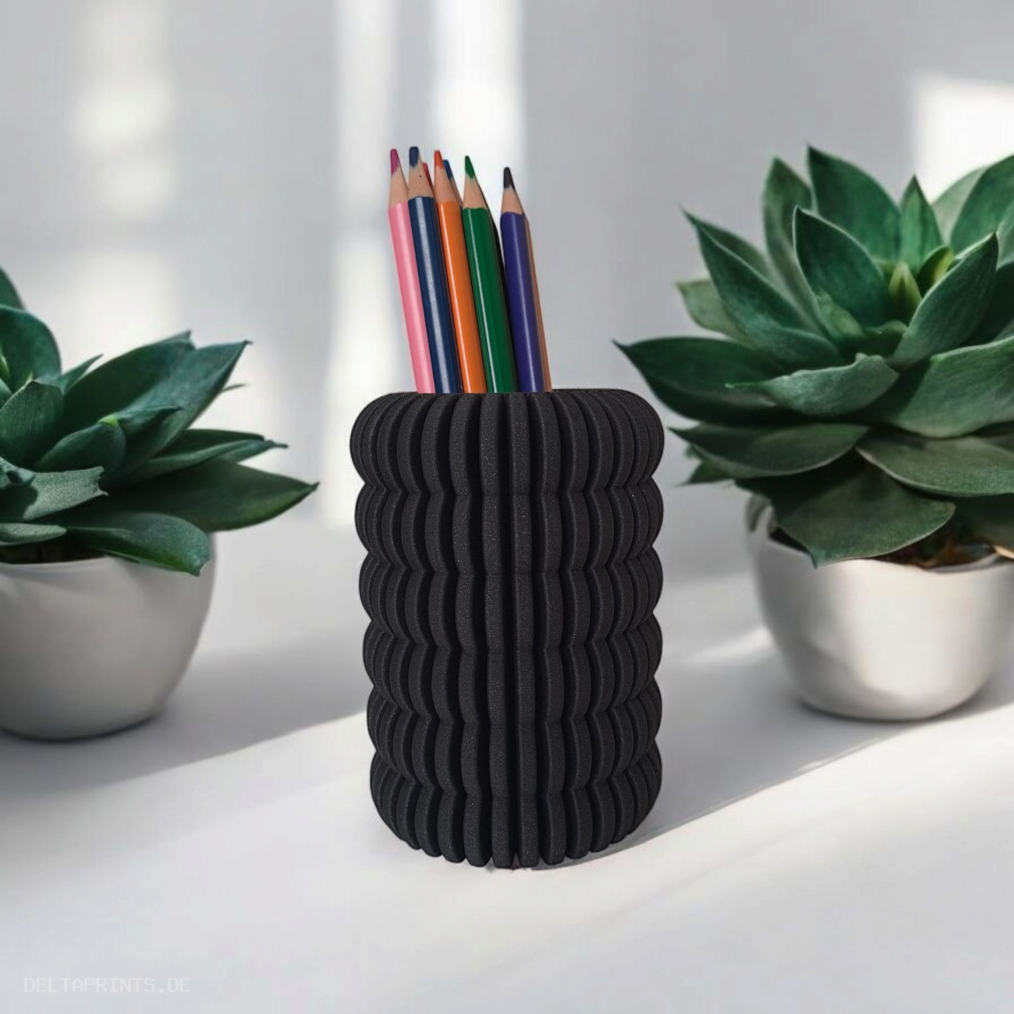 Pencil or Toothbrush Cup with Ribbed Rings 3D print product image 3 by Deltaprints