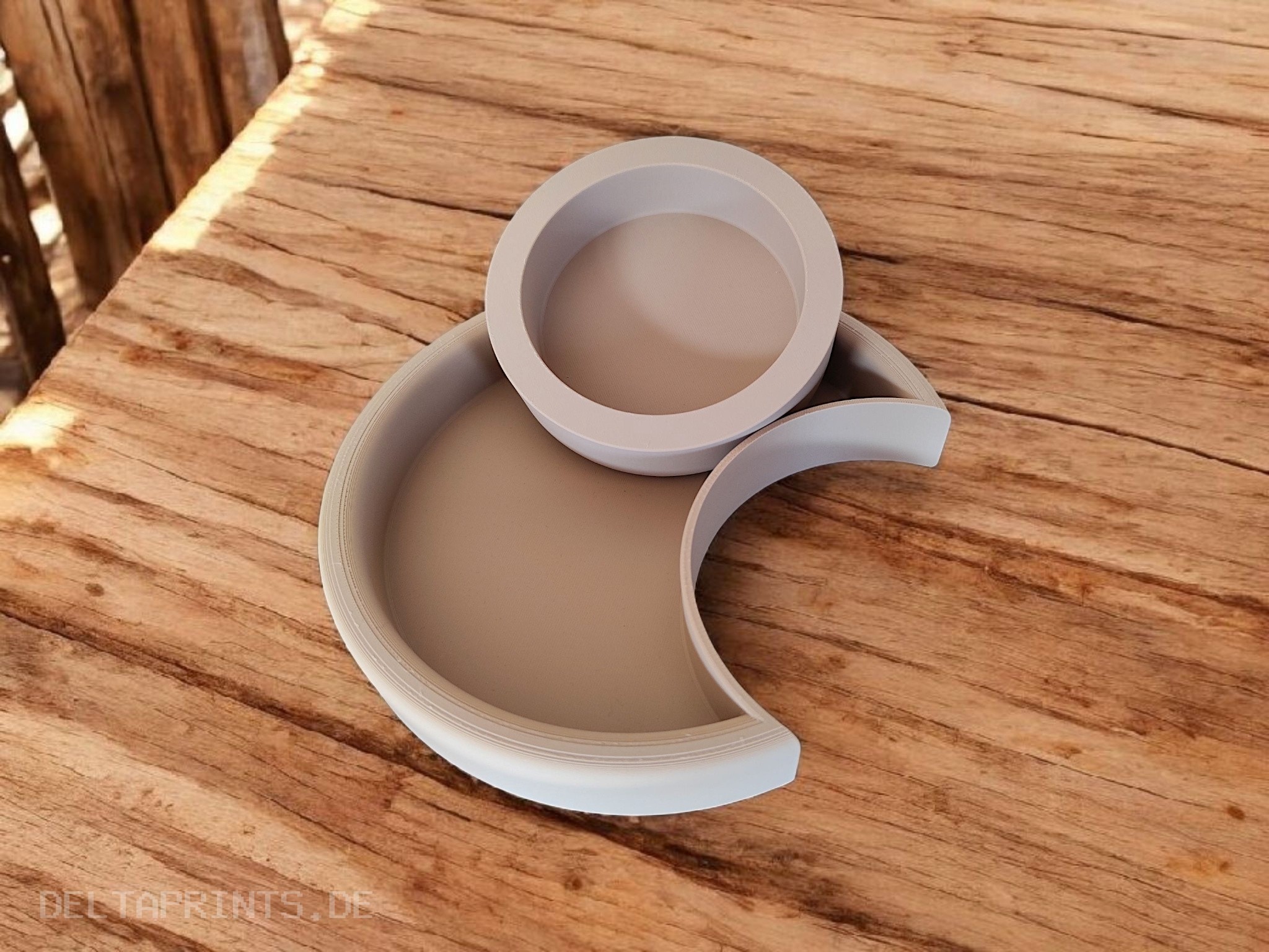 Two-Piece Crescent Moon Decoration and Key Tray 3D print product image 4 by Deltaprints